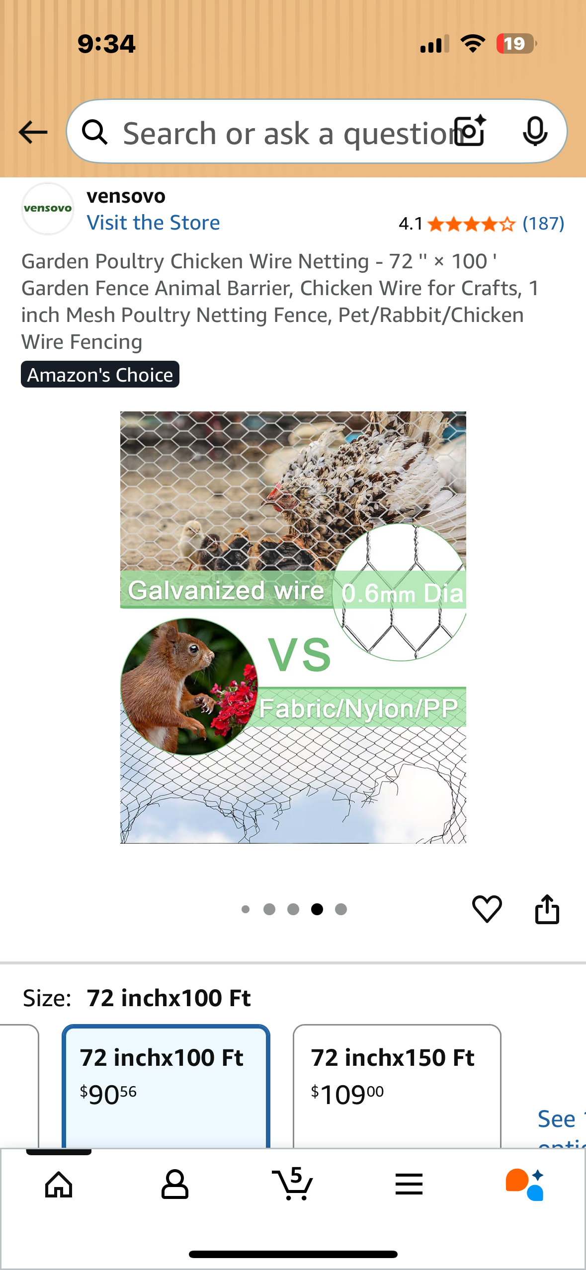 Garden Poultry Chicken Wire Netting - 72 " × 100' Garden Fence Animal Barrier, Chicken Wire for Crafts, 1 inch Mesh Poultry Netting Fence, Pet/Rabbit/Chicken Wire Fencing Amazon's Choice (G886)