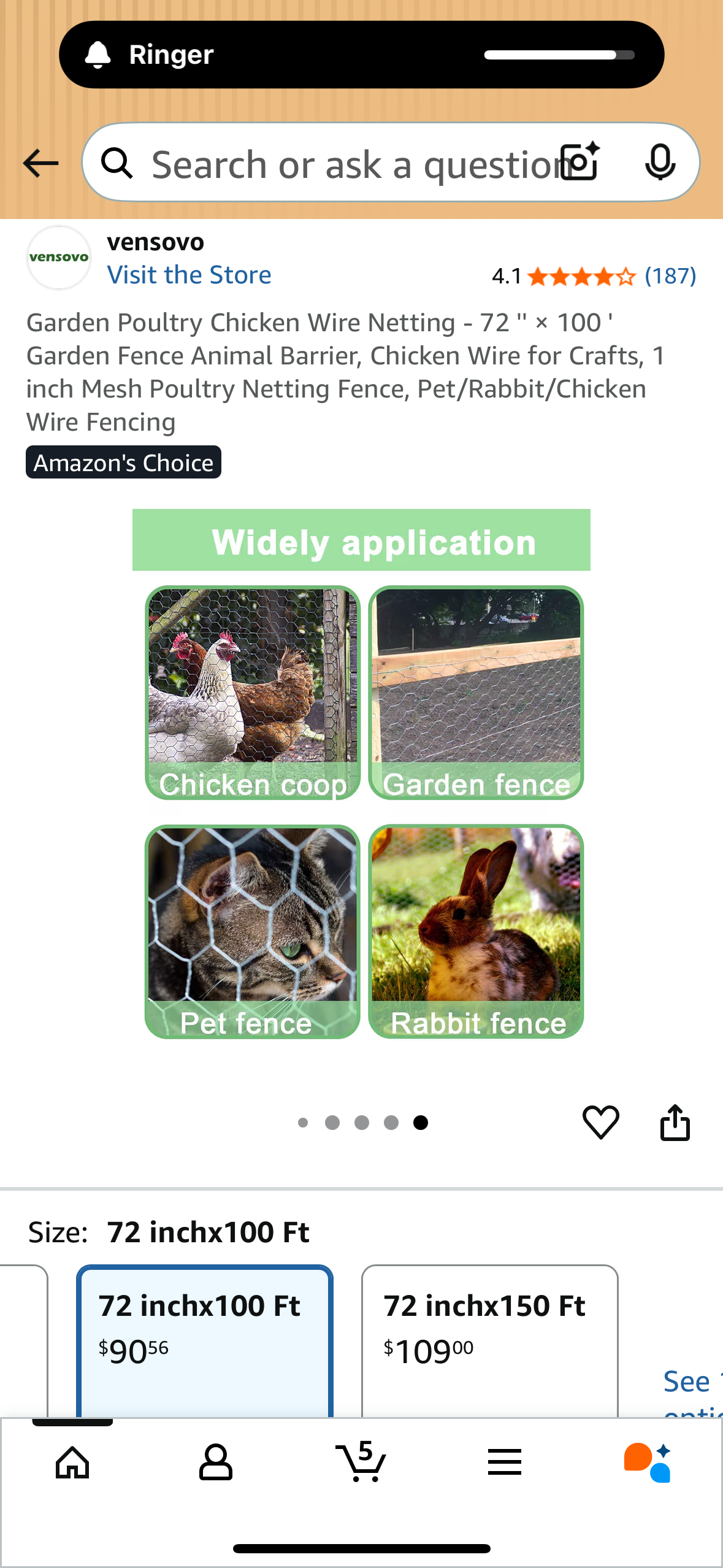 Garden Poultry Chicken Wire Netting - 72 " × 100' Garden Fence Animal Barrier, Chicken Wire for Crafts, 1 inch Mesh Poultry Netting Fence, Pet/Rabbit/Chicken Wire Fencing Amazon's Choice (G886)