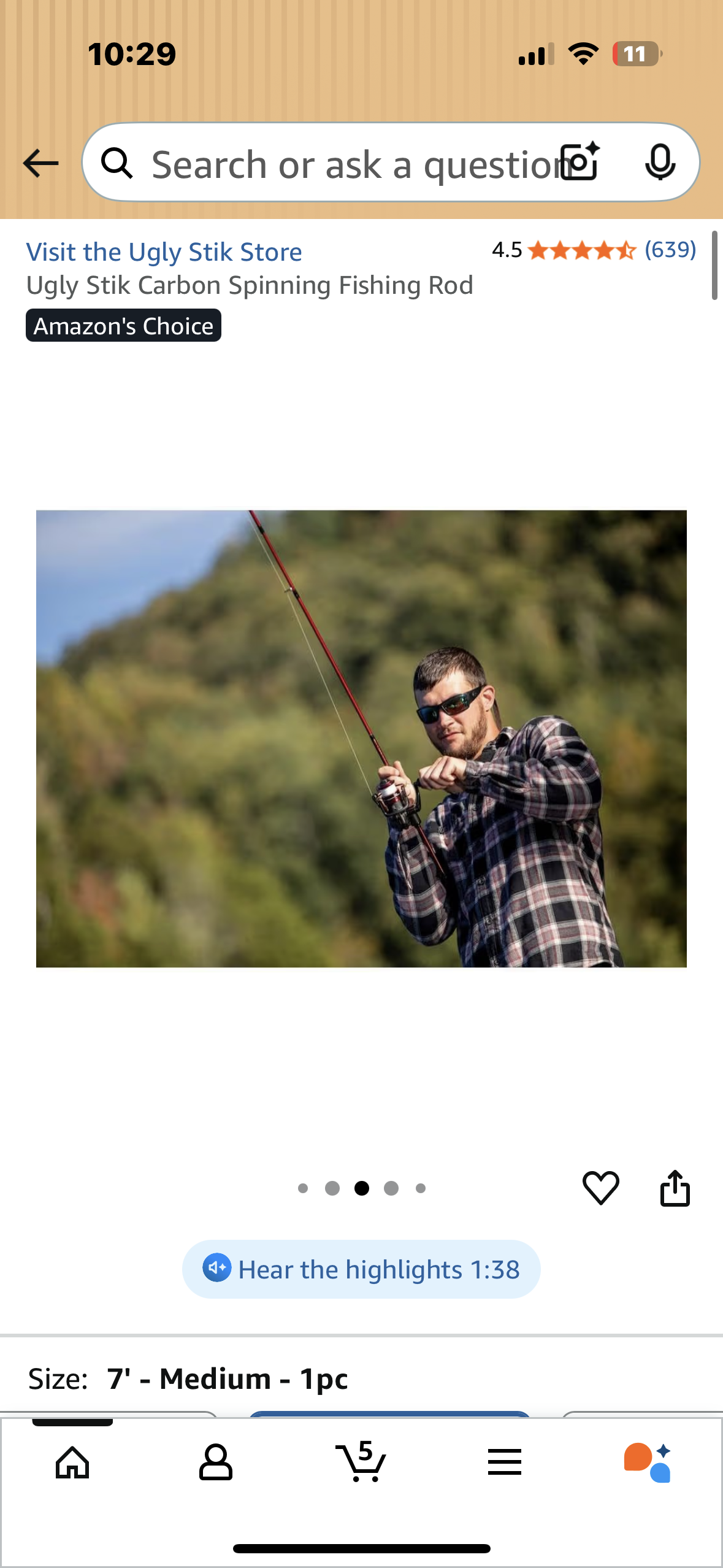 Ugly Stik Carbon Spinning Fishing Rod (W528)