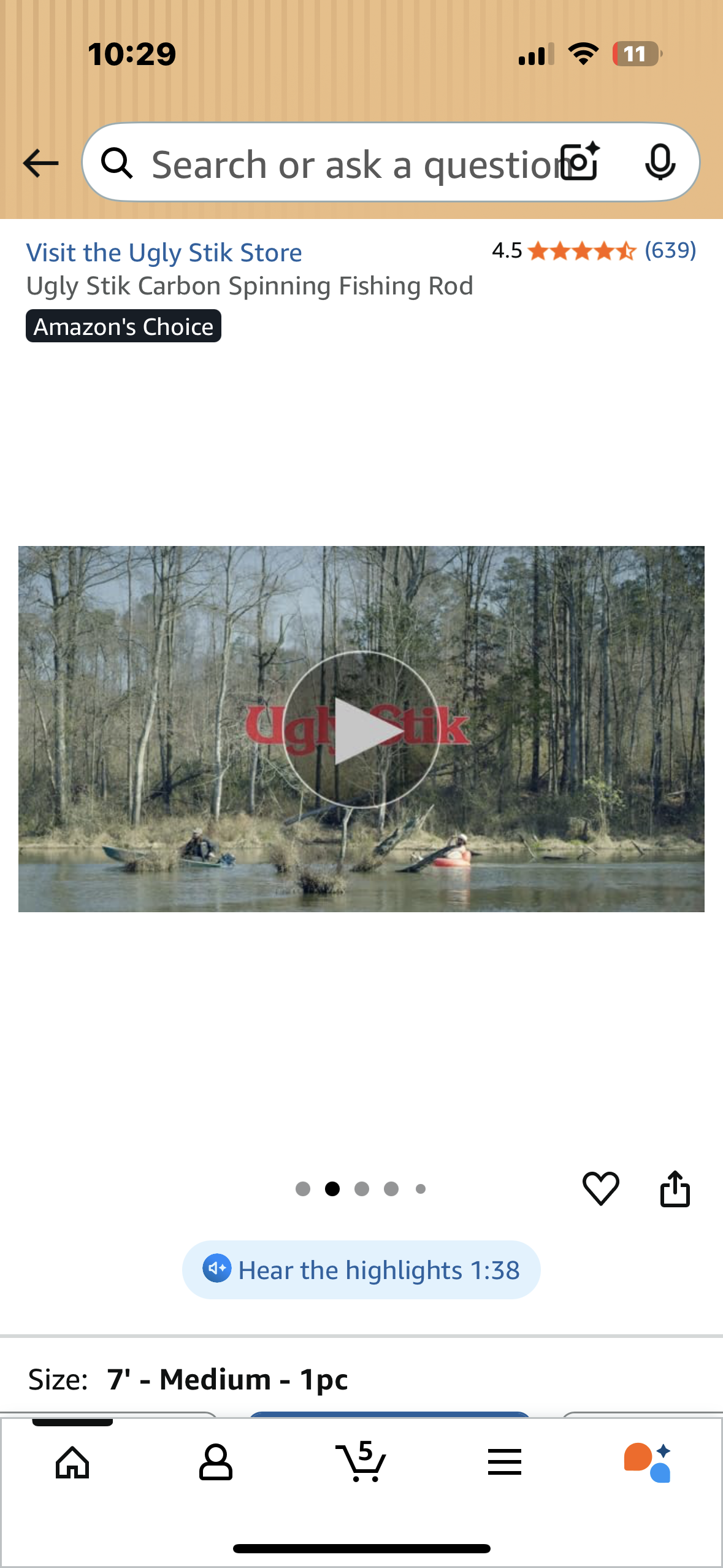 Ugly Stik Carbon Spinning Fishing Rod (W528)