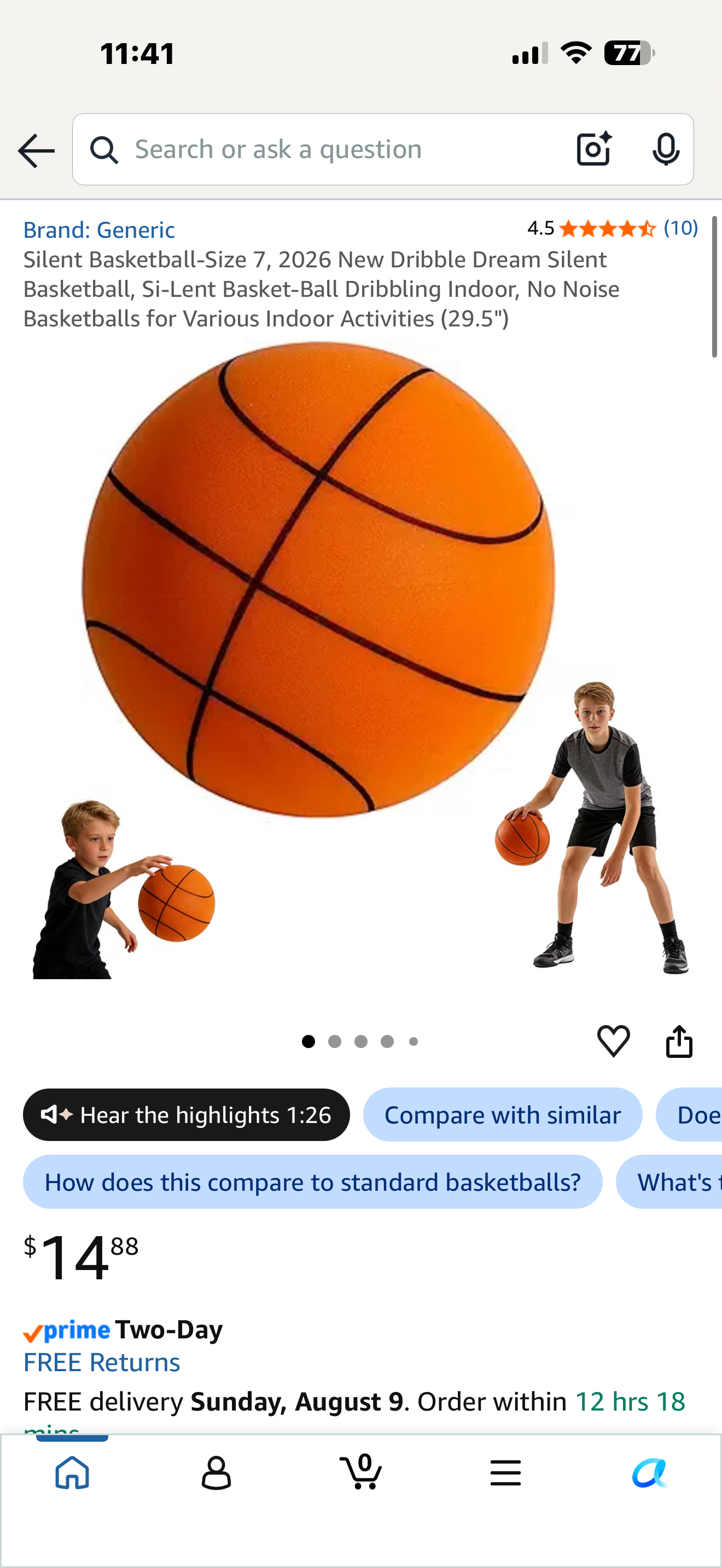 Silent Basketball-Size 7, 2026 New Dribble Dream Silent Basketball, Si-Lent Basket-Ball Dribbling Indoor, No Noise Basketballs for Various Indoor Activities (29.5")