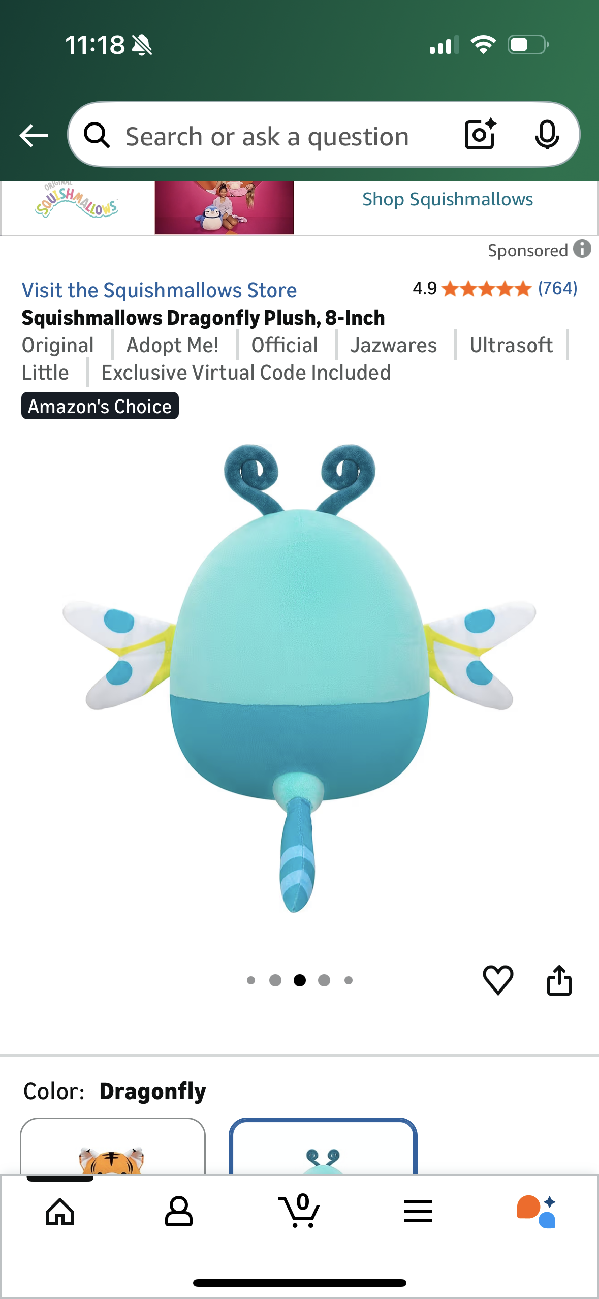 Squishmallows Dragonfly Plush, 8-Inch