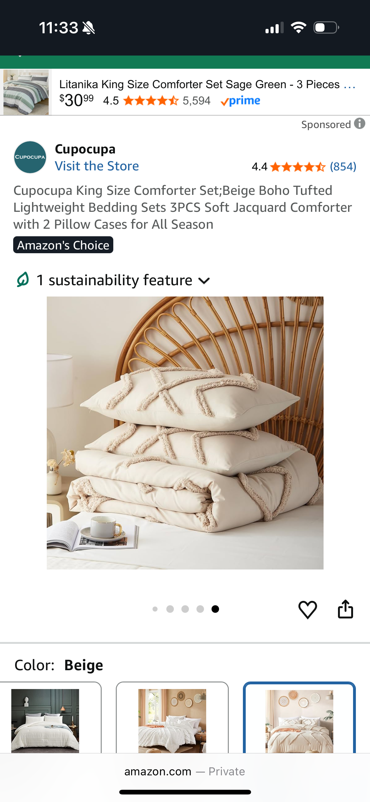 Cupocupa Queen Size Comforter Set; Beige Boho Tufted Lightweight Bedding Sets 3PCS Soft Jacquard Comforter with 2 Pillow Cases for All Season (Size Queen)