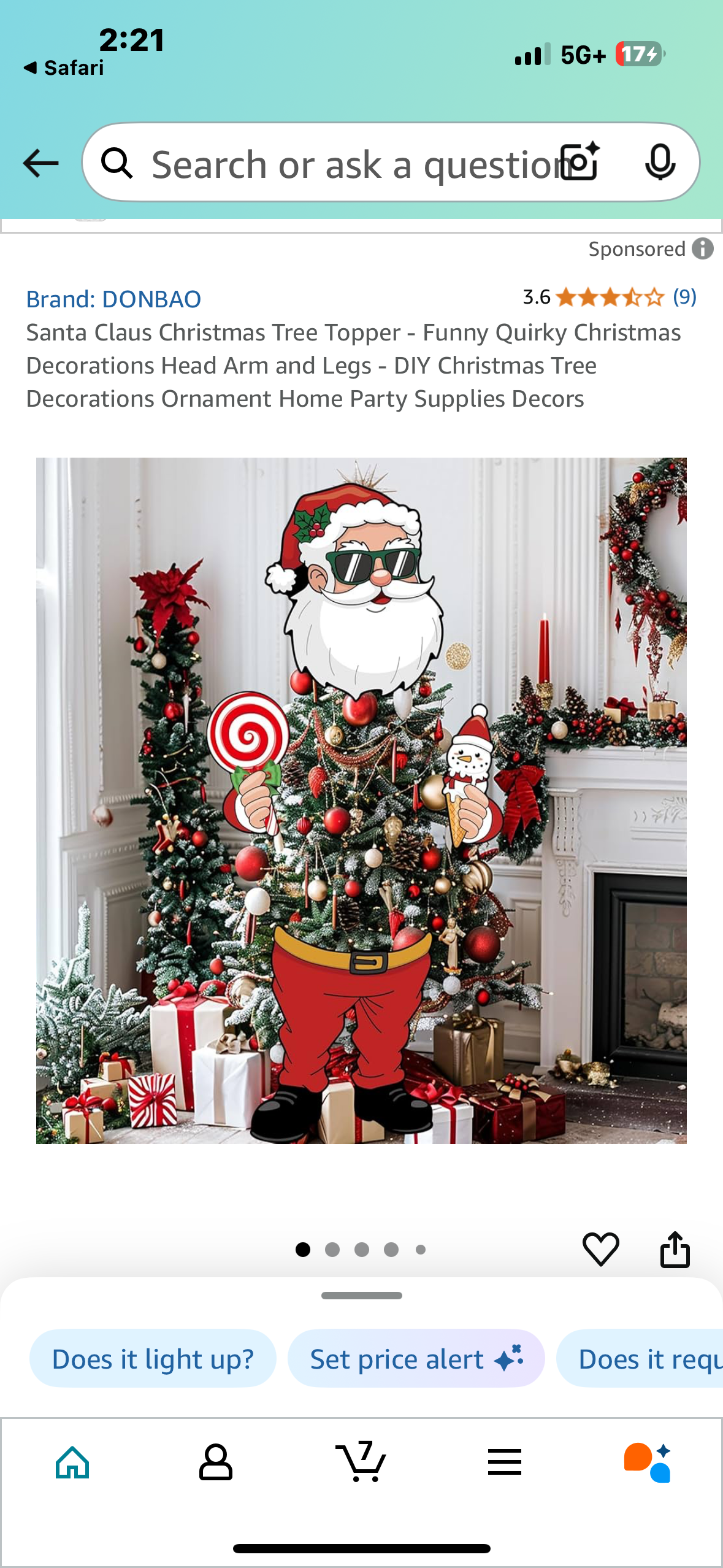 Santa Claus Christmas Tree Topper - Funny Quirky Christmas Decorations Head Arm and Legs - DIY Christmas Tree Decorations Ornament Home Party Supplies Decors