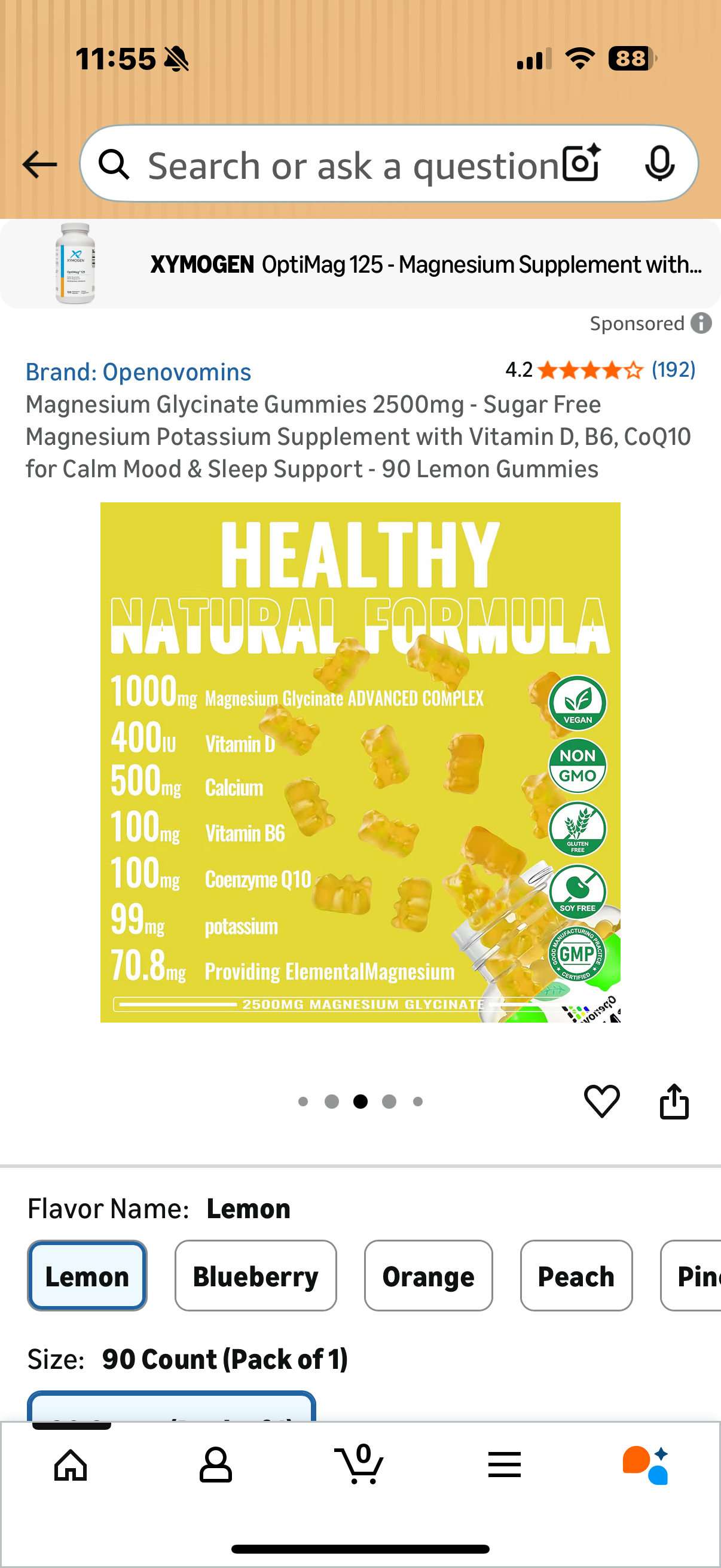 Magnesium Glycinate Gummies 2500mg - Sugar Free Magnesium Potassium Supplement with Vitamin D, B6, CoQ10 for Calm Mood & Sleep Support - 90 Lemon Gummies