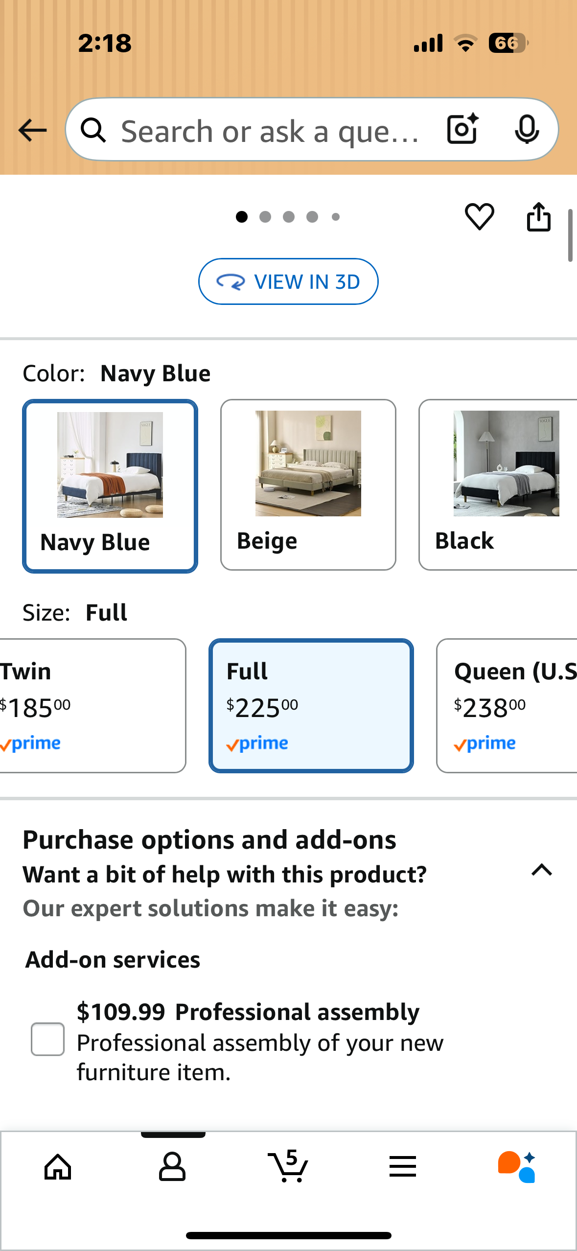 YUHUASHI Full Size upholstered Platform Bed  Bed Frame, Modern Geometric Double-Wing Design headboard/Linen Fabric/Easy to Assemble no Noise (Navy Blue, Full) (B1131)