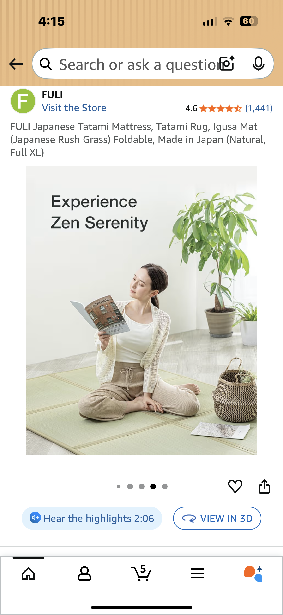 FULI Japanese Tatami Mattress, Tatami Rug, Igusa Mat (Japanese Rush Grass) Foldable, Made in Japan (Natural, Full XL) (B1132)