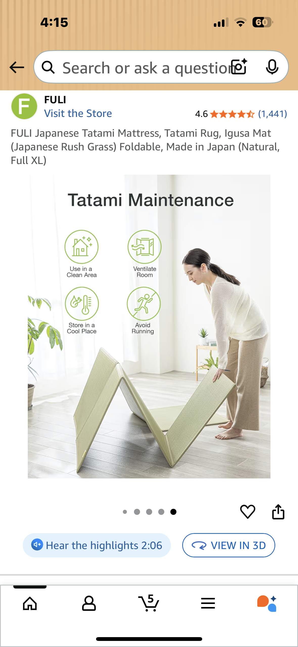 FULI Japanese Tatami Mattress, Tatami Rug, Igusa Mat (Japanese Rush Grass) Foldable, Made in Japan (Natural, Full XL) (B1132)