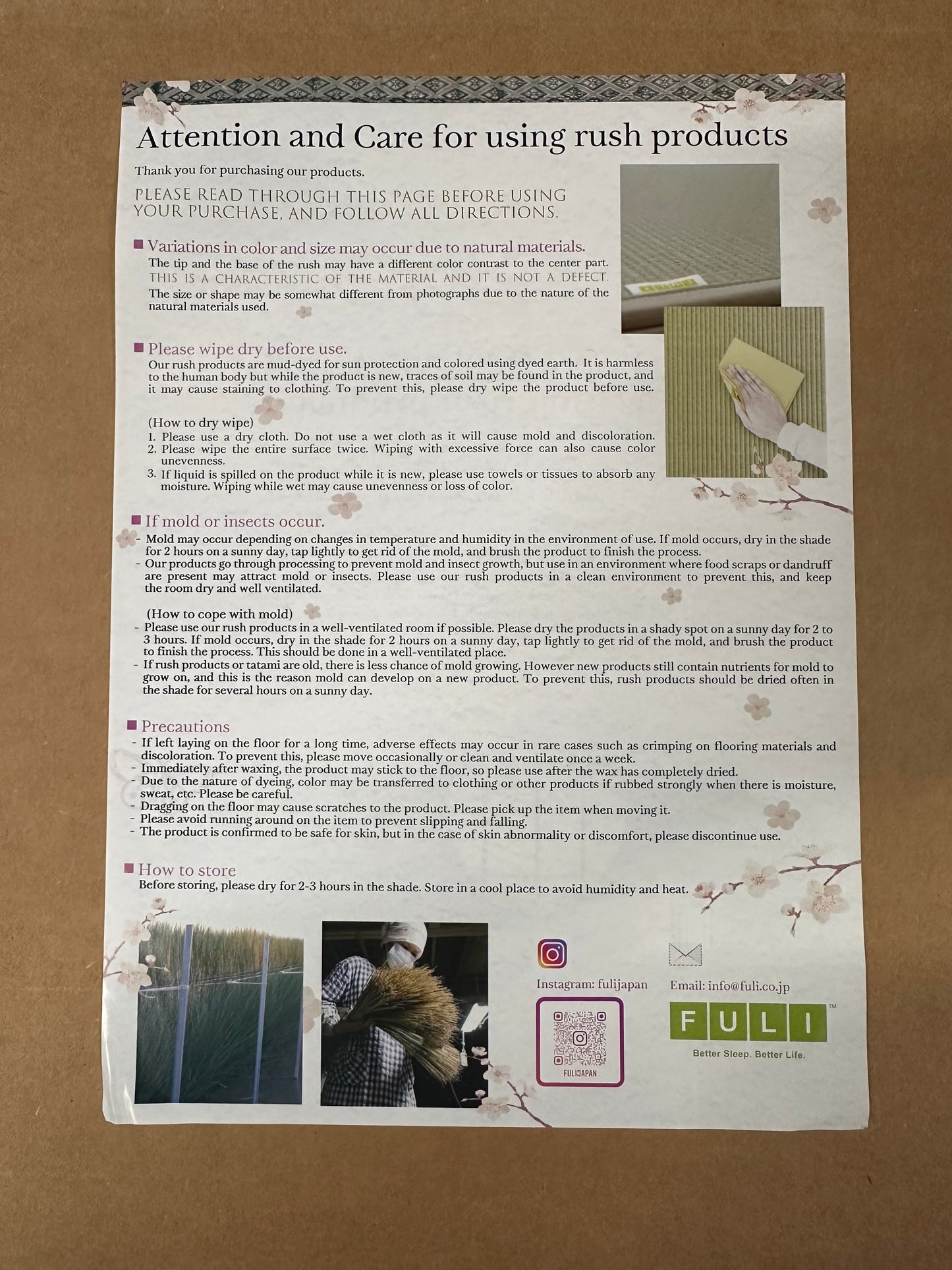 FULI Japanese Tatami Mattress, Tatami Rug, Igusa Mat (Japanese Rush Grass) Foldable, Made in Japan (Natural, Full XL) (B1132)