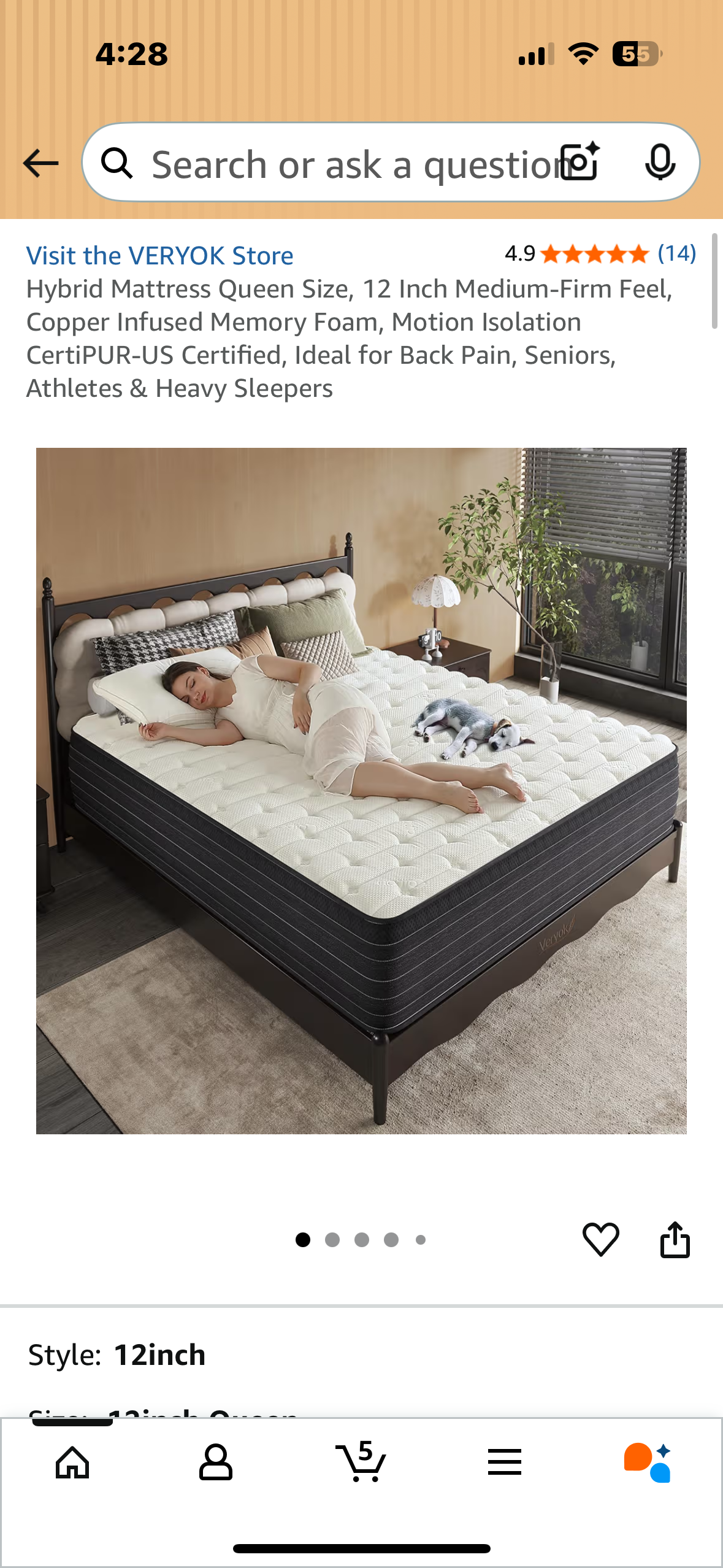 Queen Size Mattress, 12” (B1133)