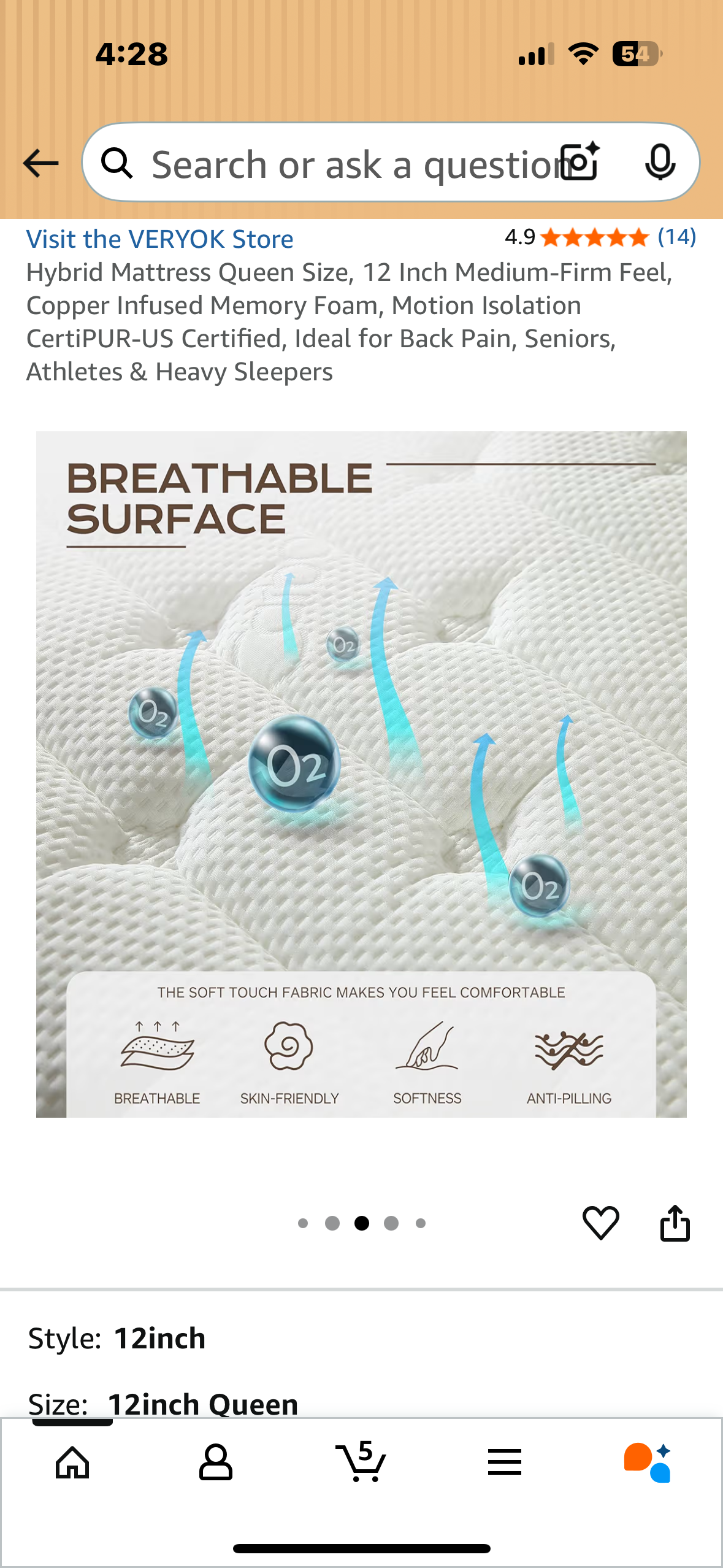 Queen Size Mattress, 12” (B1133)