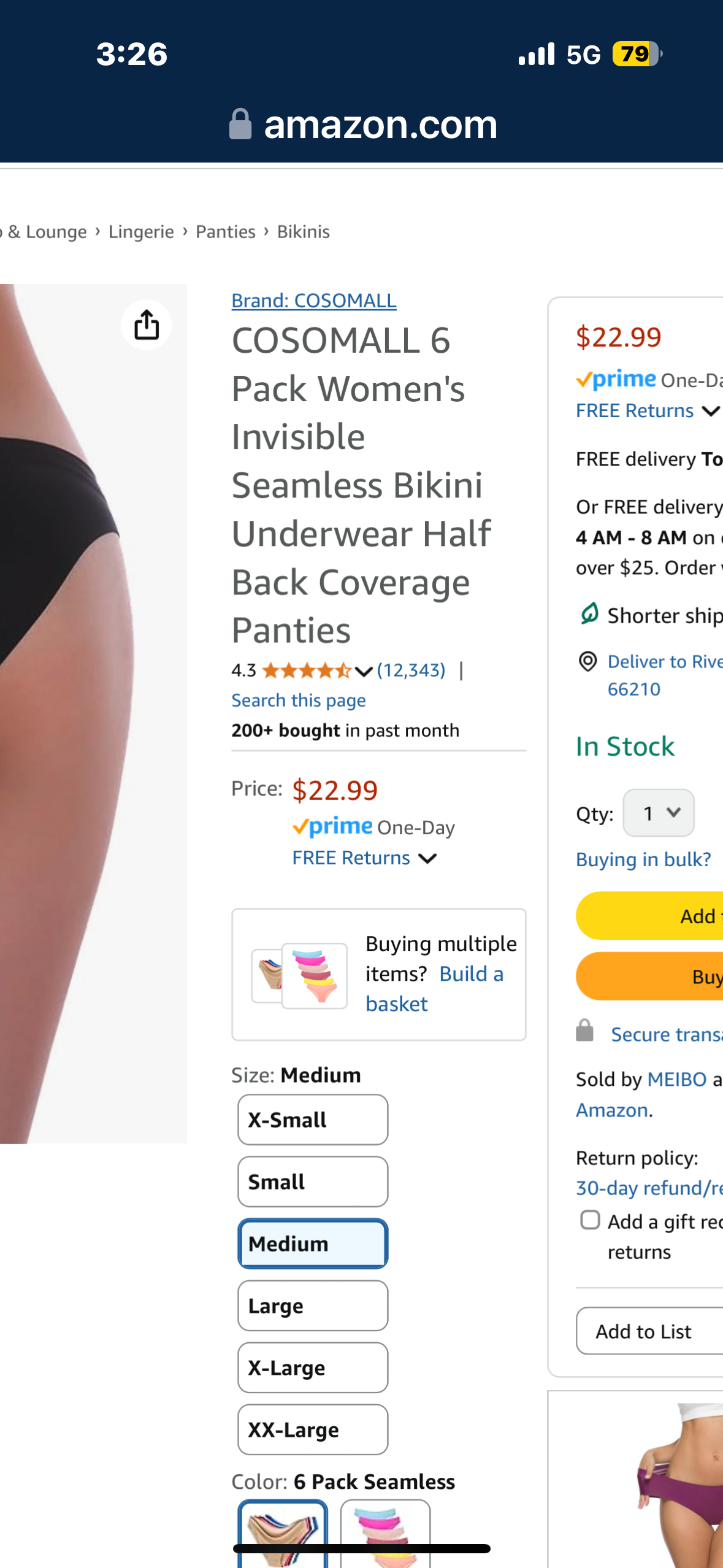 COSOMALL Women’s Seamless Underwear 6-Pack, Medium