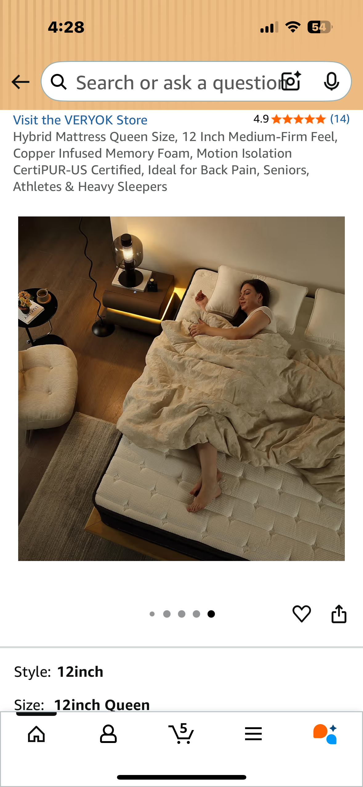 Queen Size Mattress, 12” (B1133)