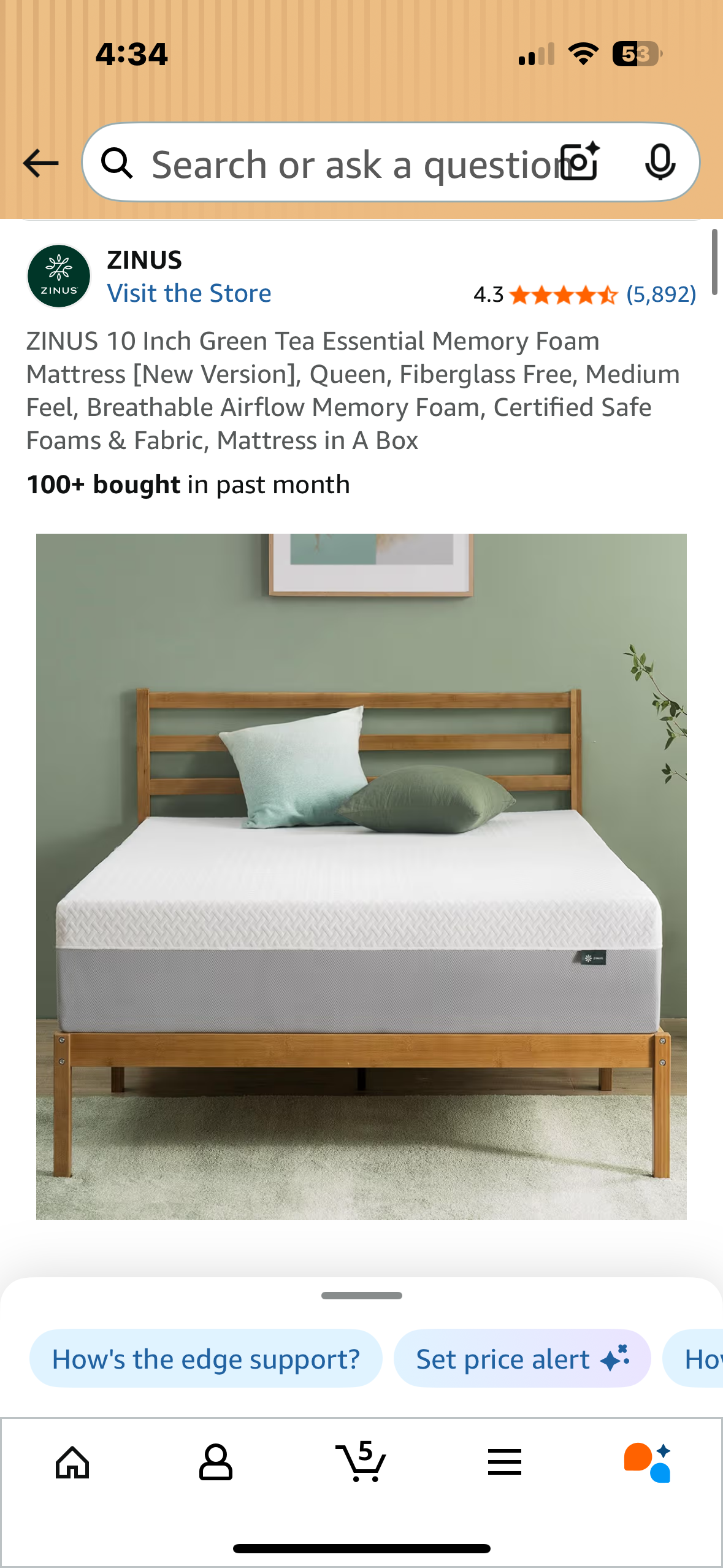 ZINUS Queen Size Green Tea Memory Foam Mattress (B1134)