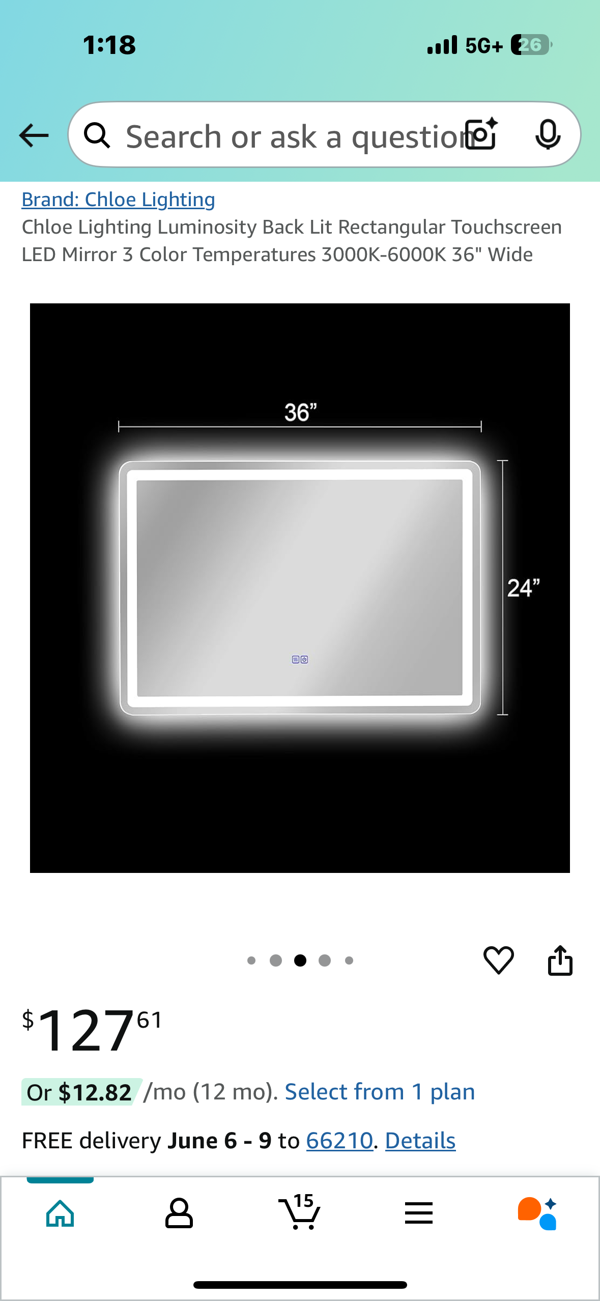 New - Front and Back Lit Rectangular LED Mirror, 3 Color Temps 3000K-6000K, defogger, 24”x36" (M337)