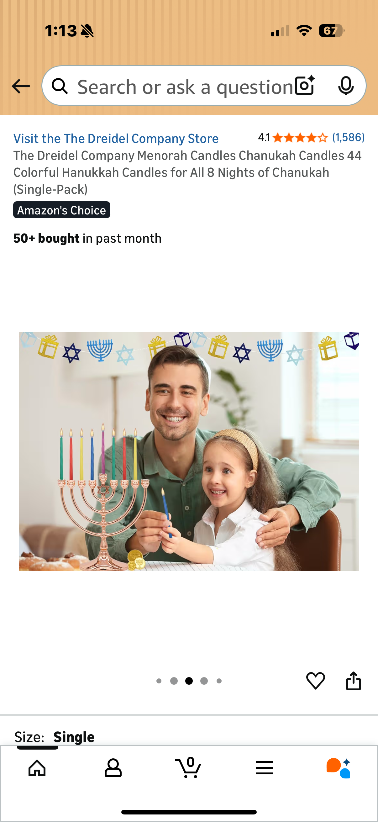 The Dreidel Company Menorah Candles Chanukah Candles 44 Colorful Hanukkah Candles for All 8 Nights of Chanukah (Single-Pack)