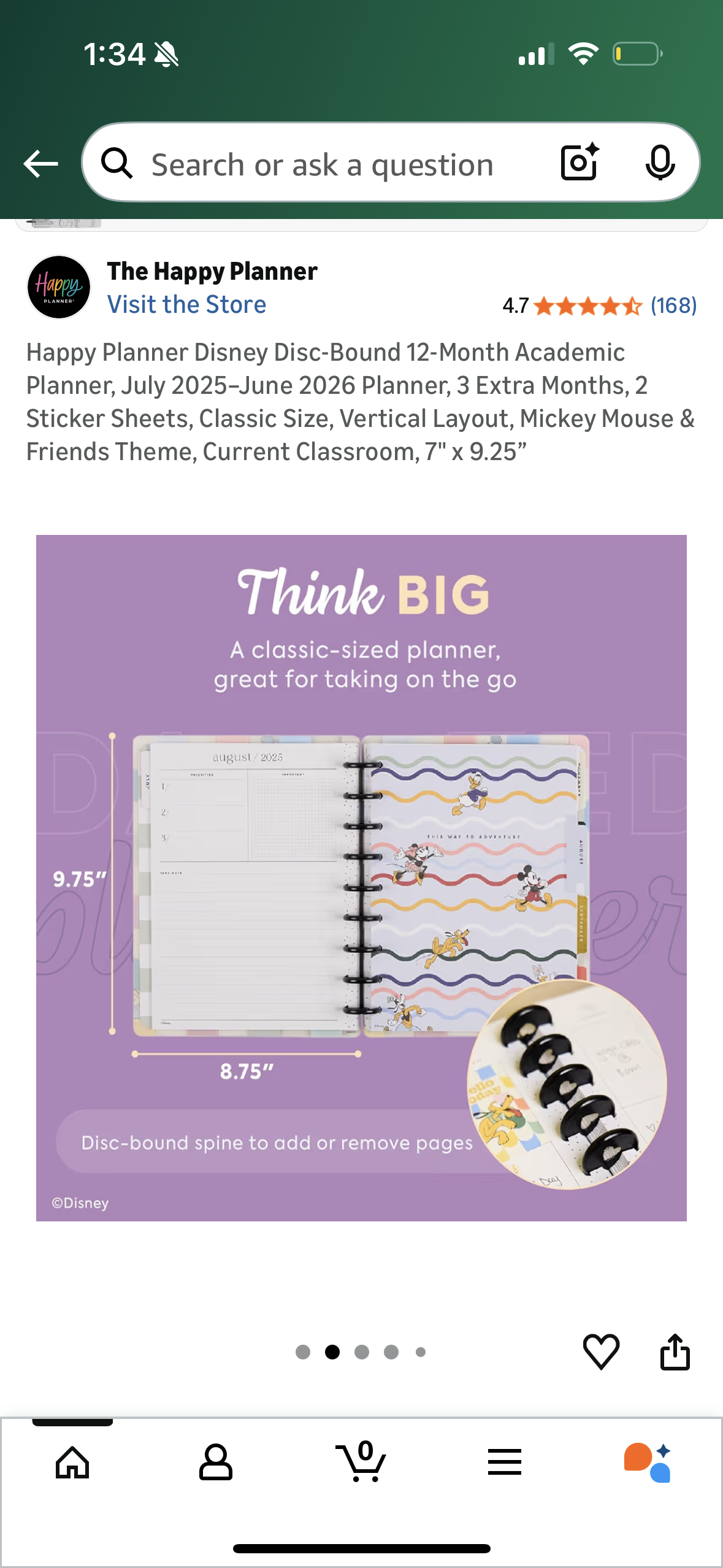 Happy Planner Disney Disc-Bound 12-Month Academic Planner, July 2025–June 2026 Planner, 3 Extra Months, 2 Sticker Sheets, Classic Size, Vertical Layout, Mickey Mouse & Friends Theme, Current Classroom, 7" x 9.25”