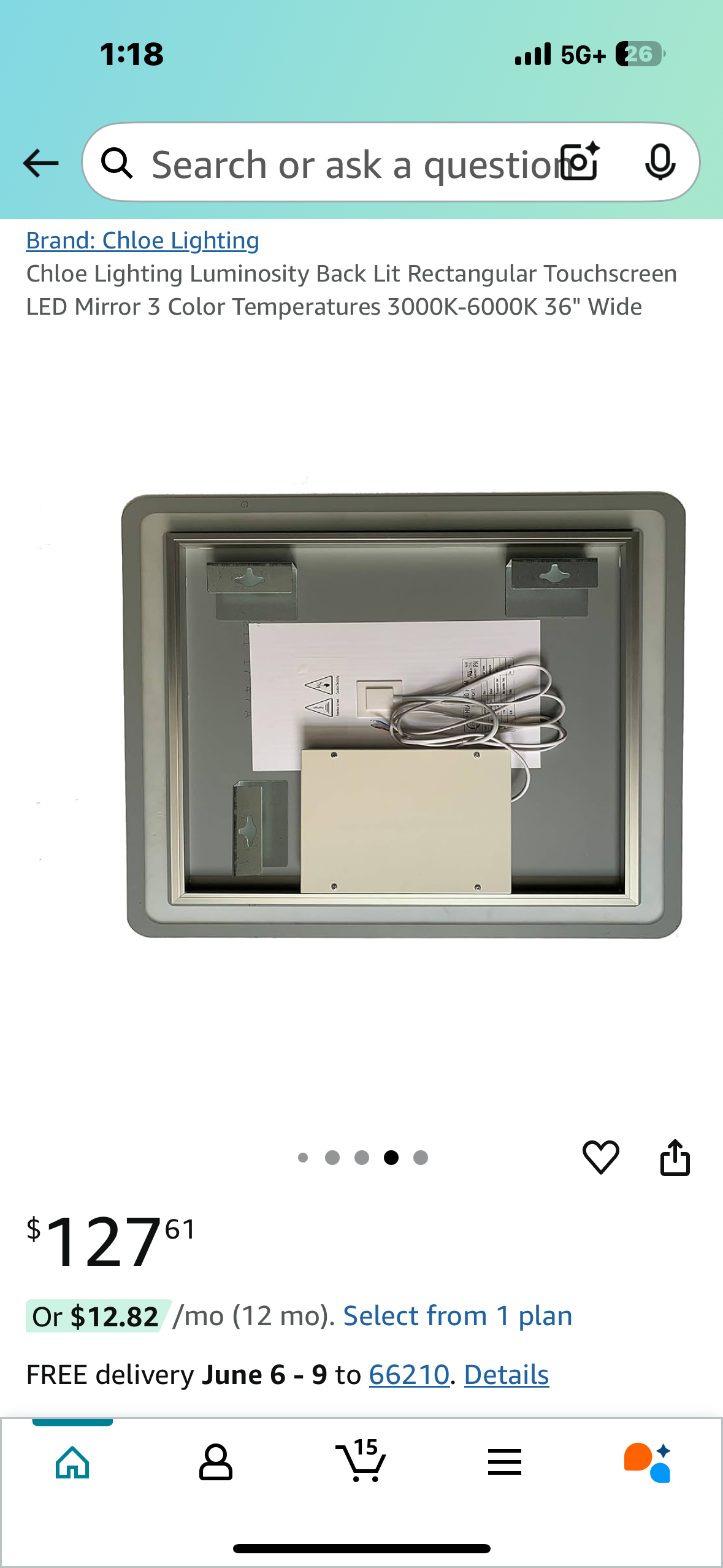 New - Front and Back Lit Rectangular LED Mirror, 3 Color Temps 3000K-6000K, defogger, 24”x36" (M337)