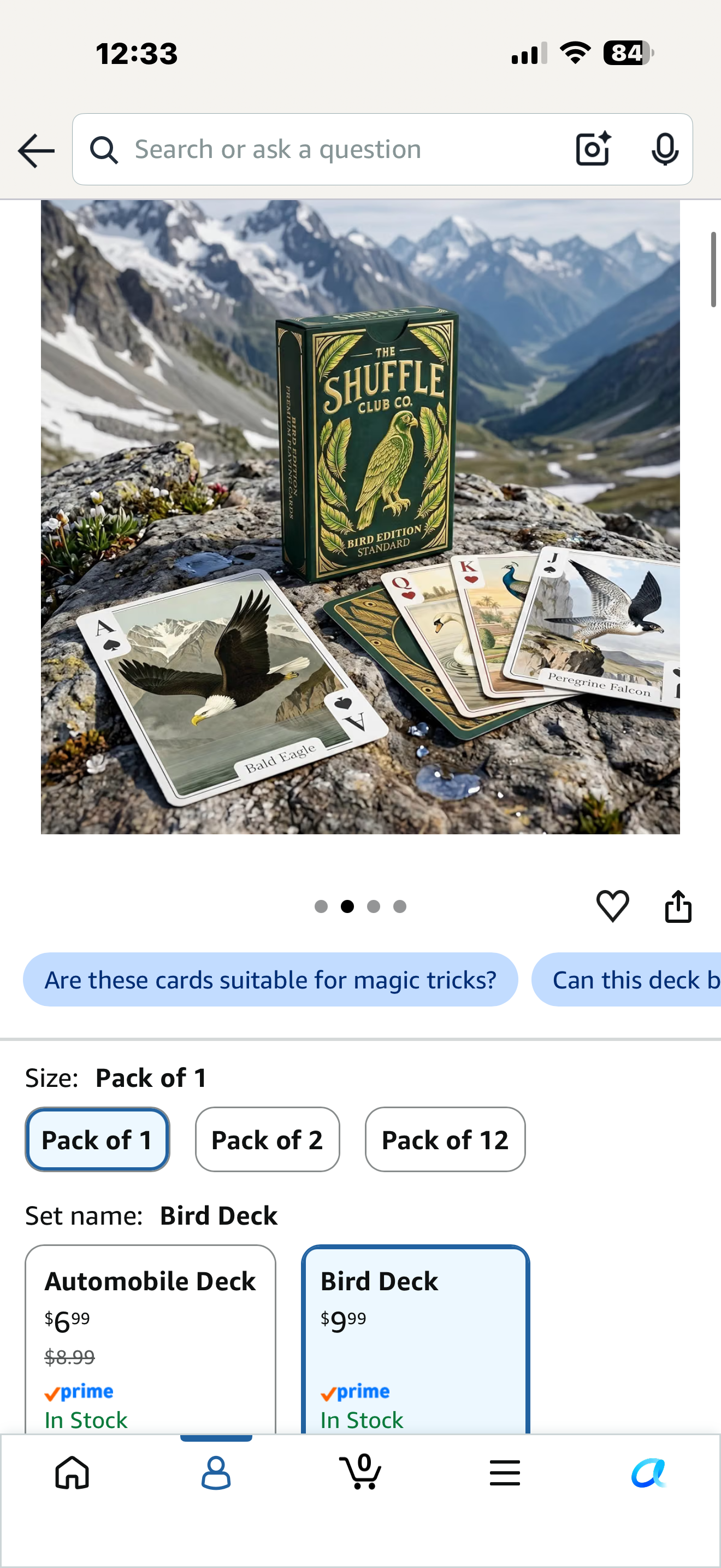 Bird Playing Cards (Single Deck) – Hand-Illustrated Wild Bird Species Deck | 310GSM Italian Linen Black-Core Poker Cards, 54 + Game Guide | Gift for Birdwatchers
