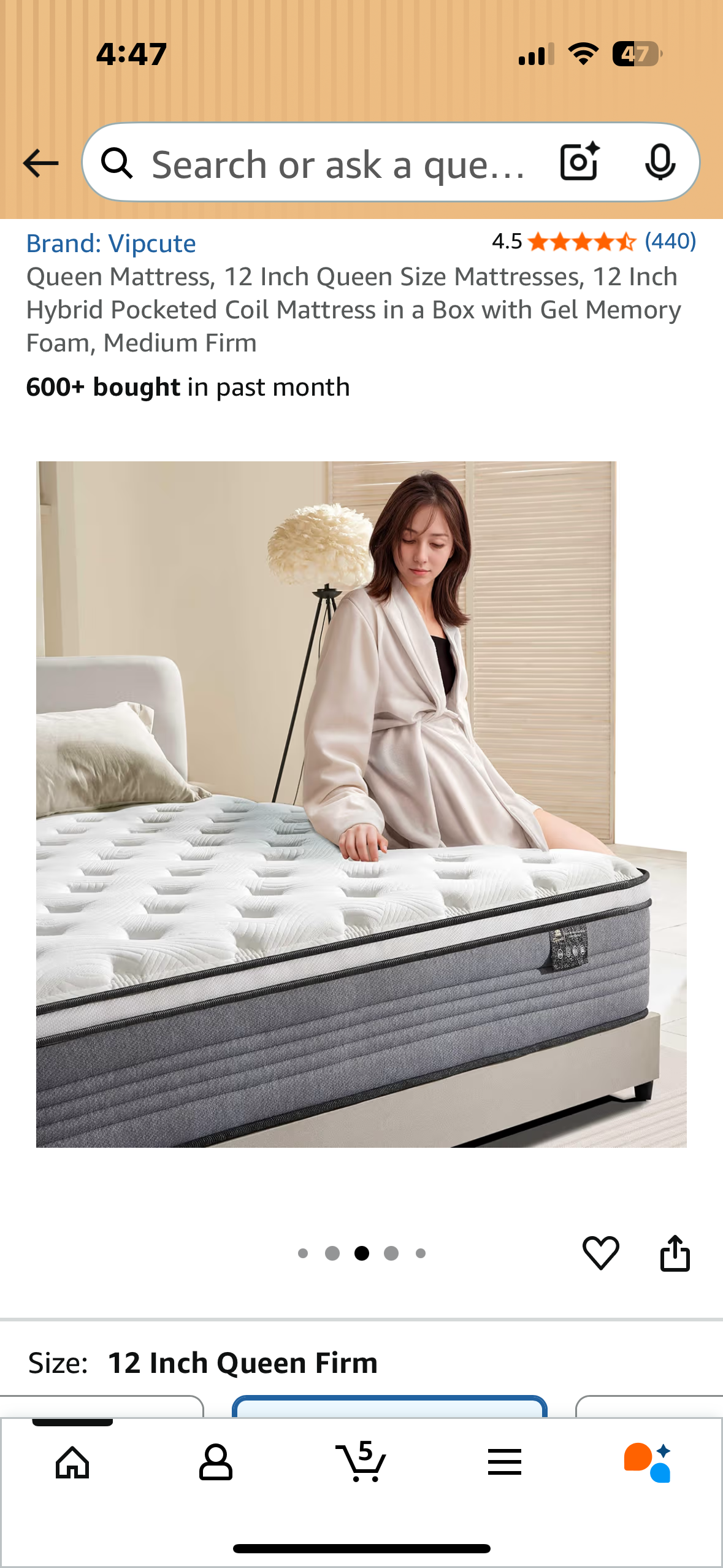 Queen Size Mattress, 12” (B1135)