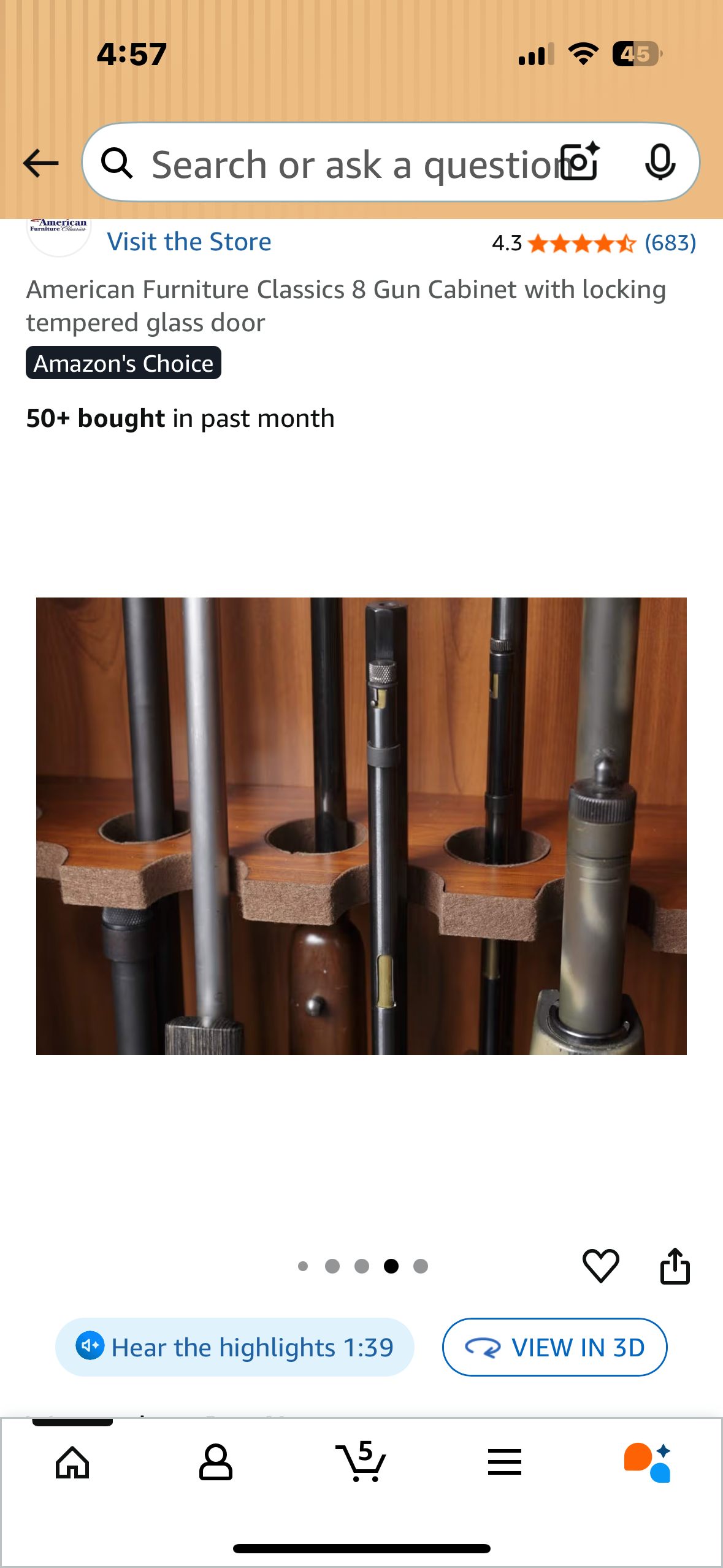 American Furniture Classics 8 Gun Cabinet with locking tempered glass door (R713)