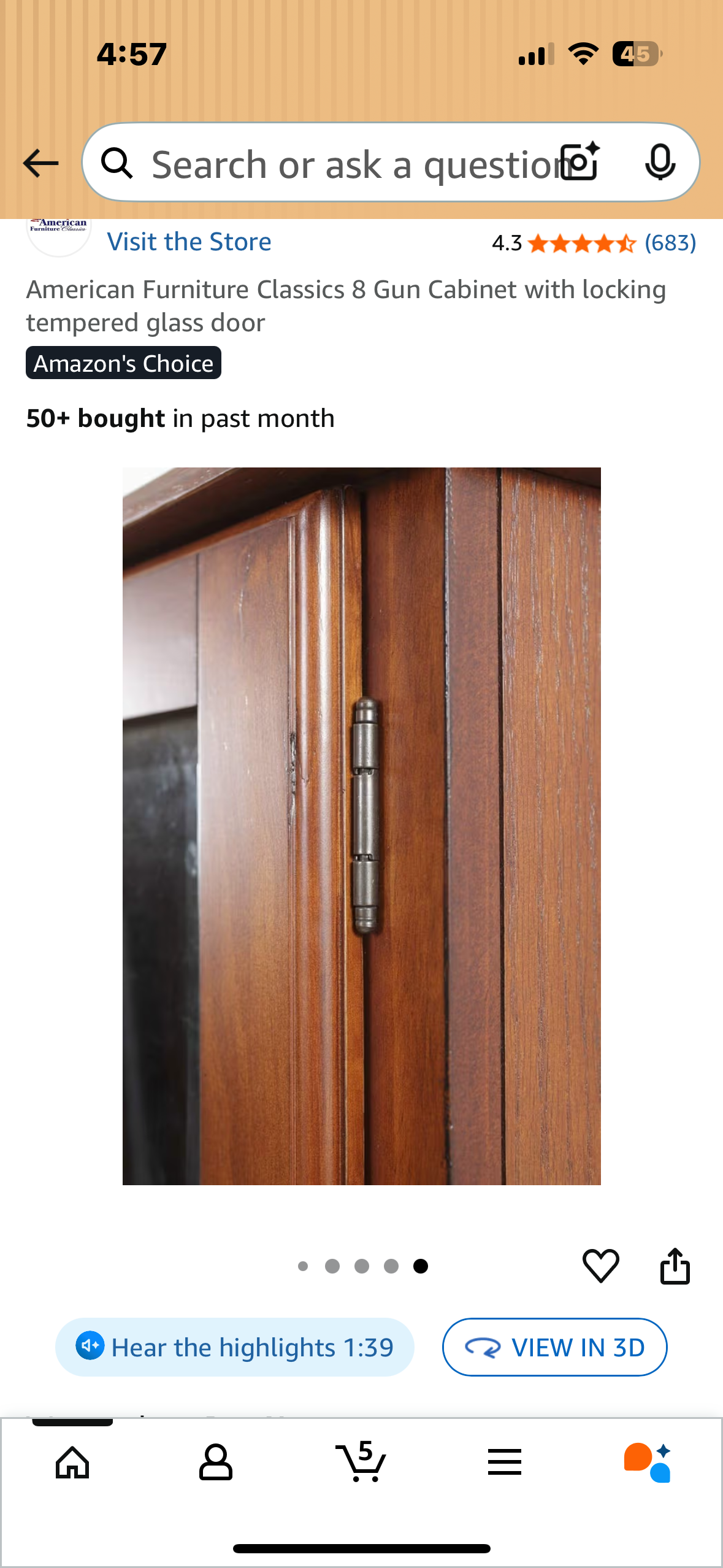 American Furniture Classics 8 Gun Cabinet with locking tempered glass door (R713)