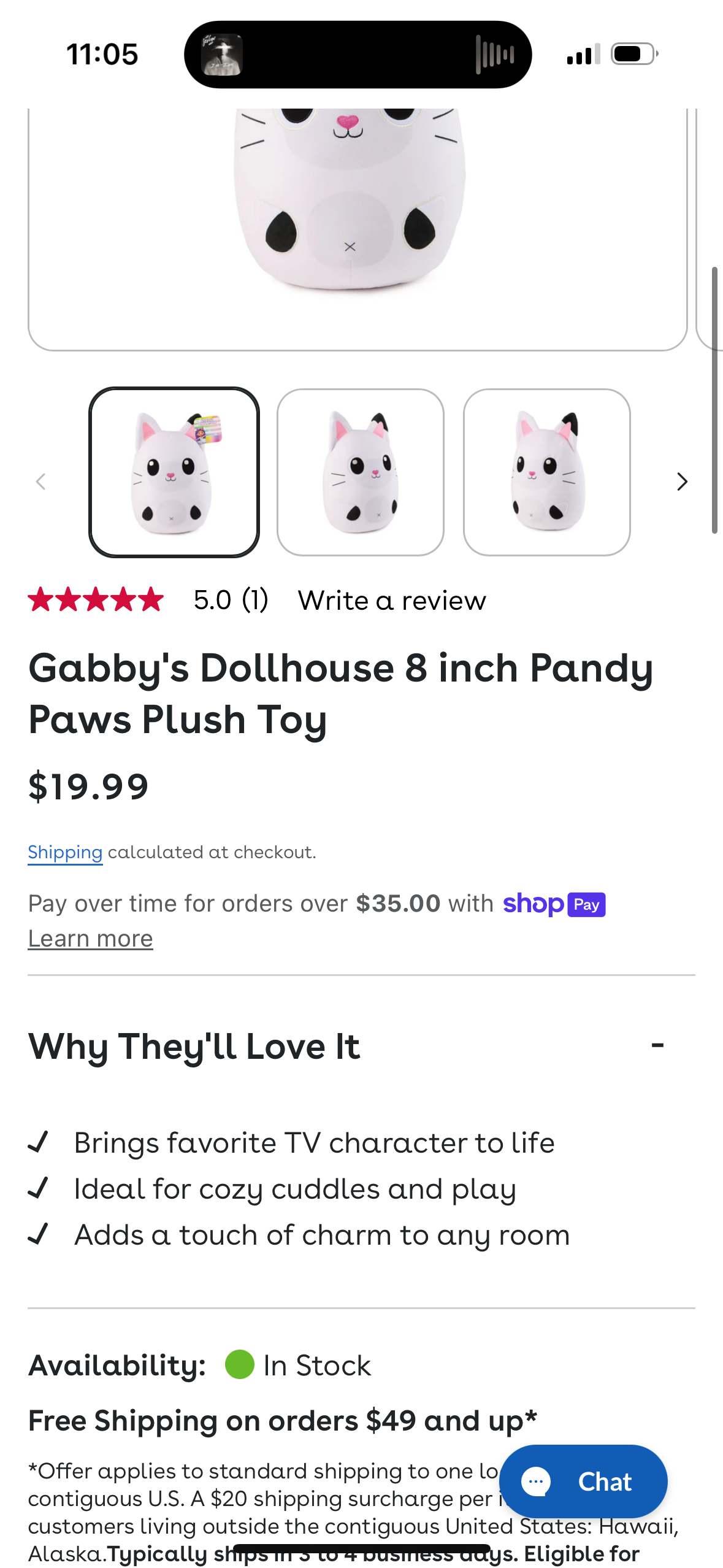 Gabby's Dollhouse 8 inch Pandy Paws Plush Toy