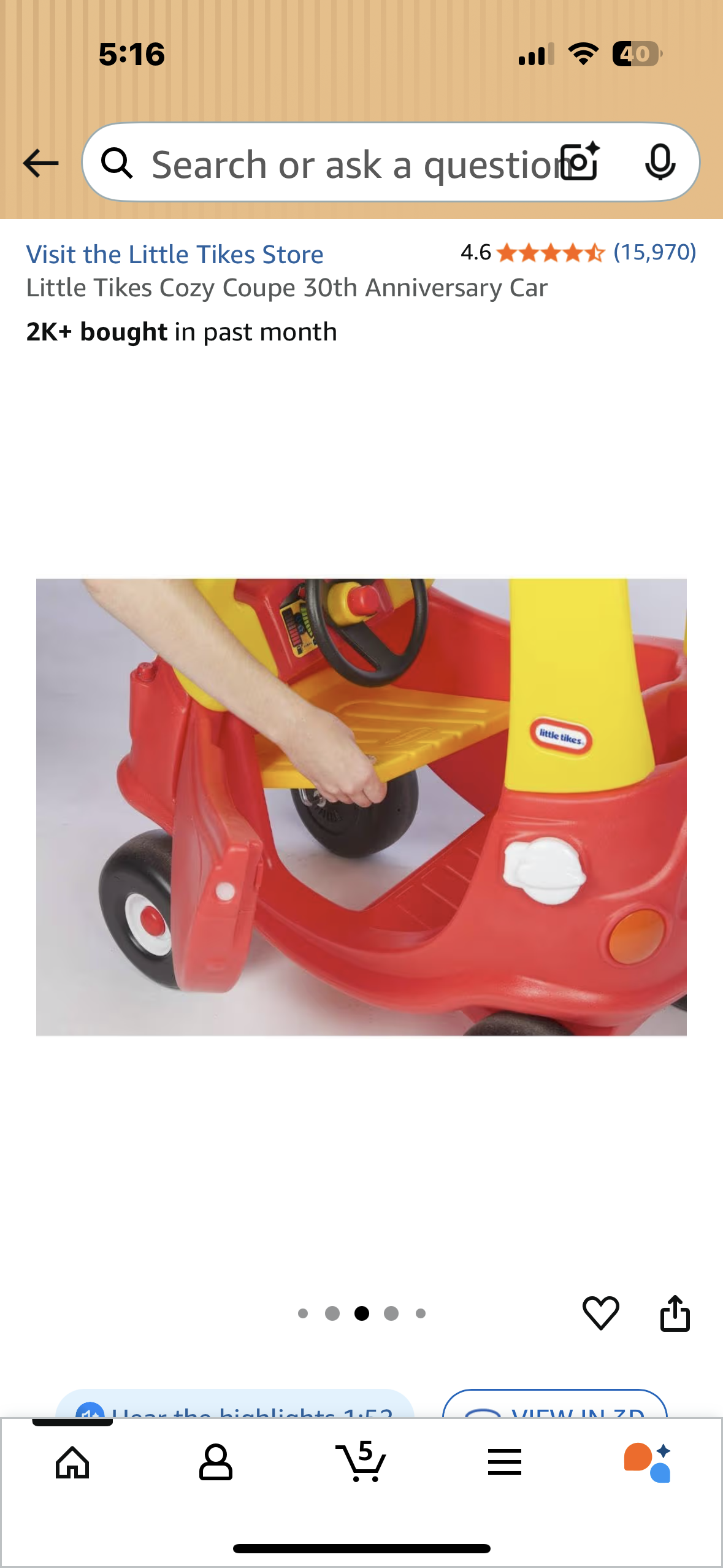 Little Tikes Cozy Coupe 30th Anniversary Car (R714)