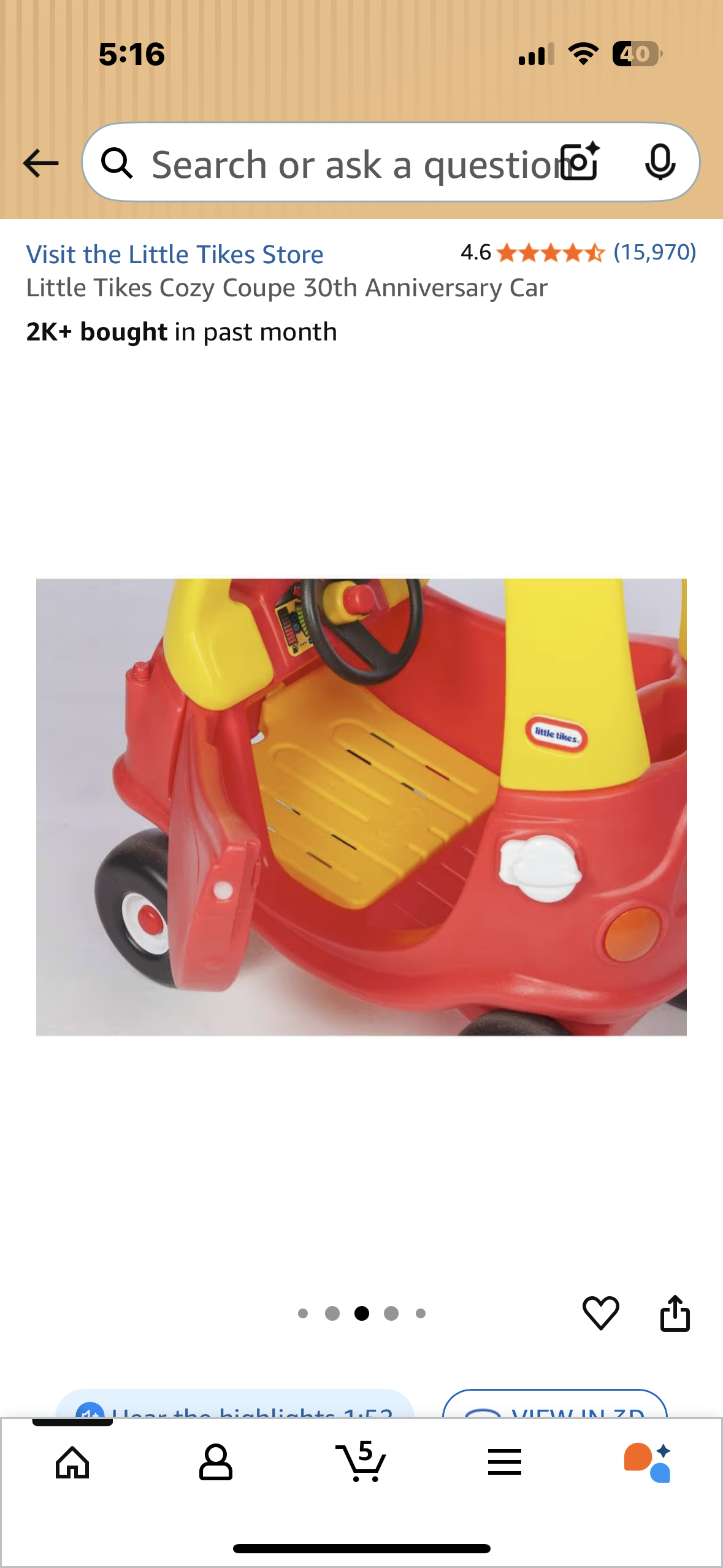 Little Tikes Cozy Coupe 30th Anniversary Car (R714)