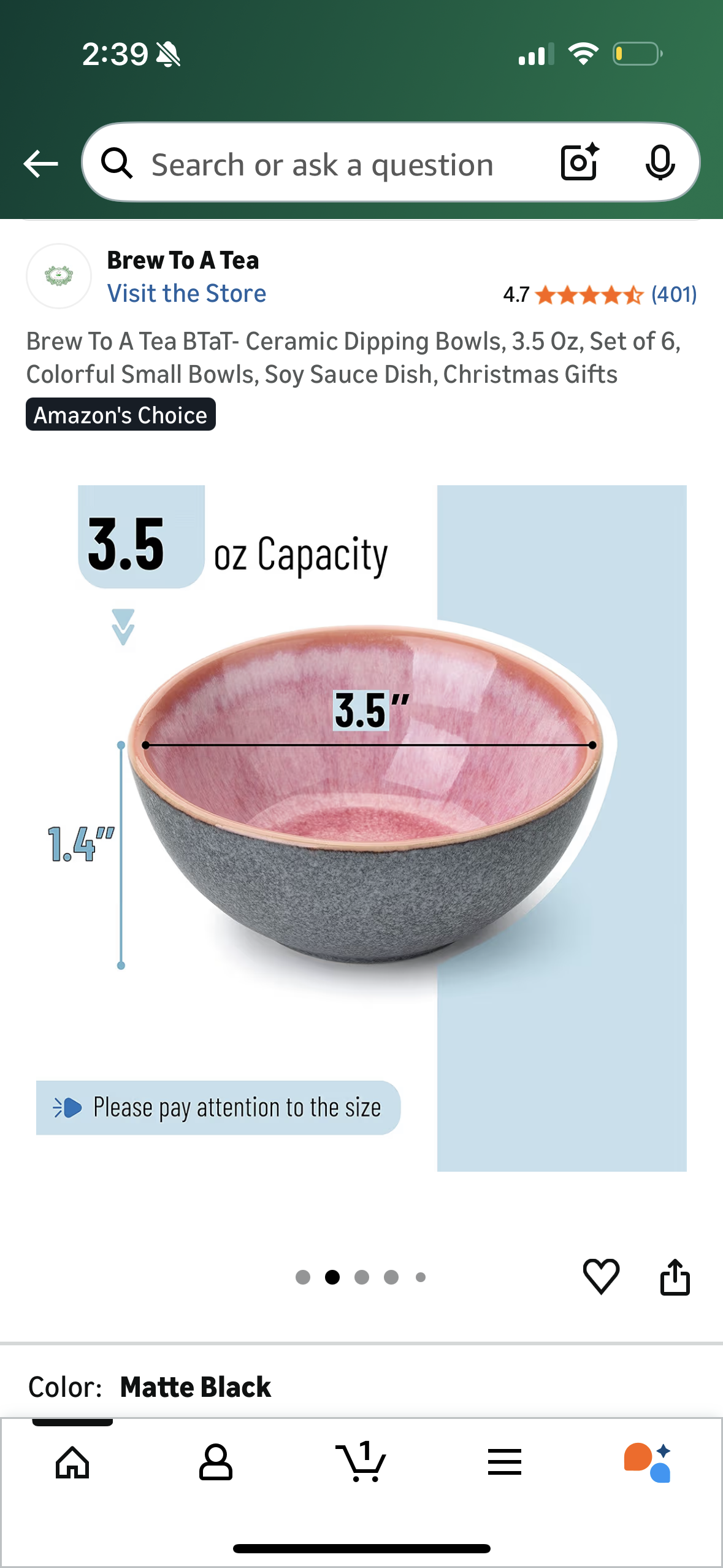 Brew To A Tea BTaT- Ceramic Dipping Bowls, 3.5 Oz, Set of 6, Colorful Small Bowls, Soy Sauce Dish, Christmas Gifts