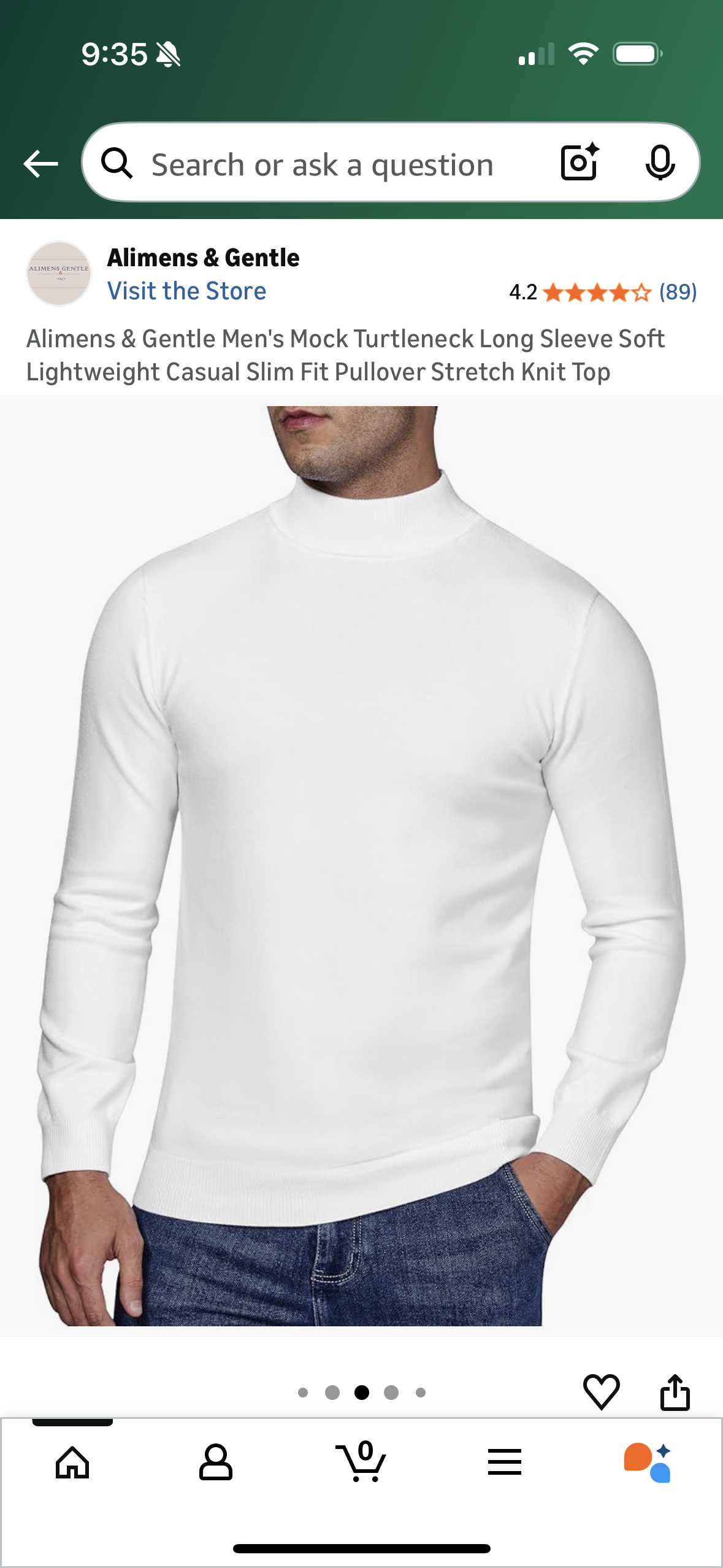 Men's Mock Turtleneck Long Sleeve Soft Lightweight Knit Casual Slim Fit Pullover (Size Medium)