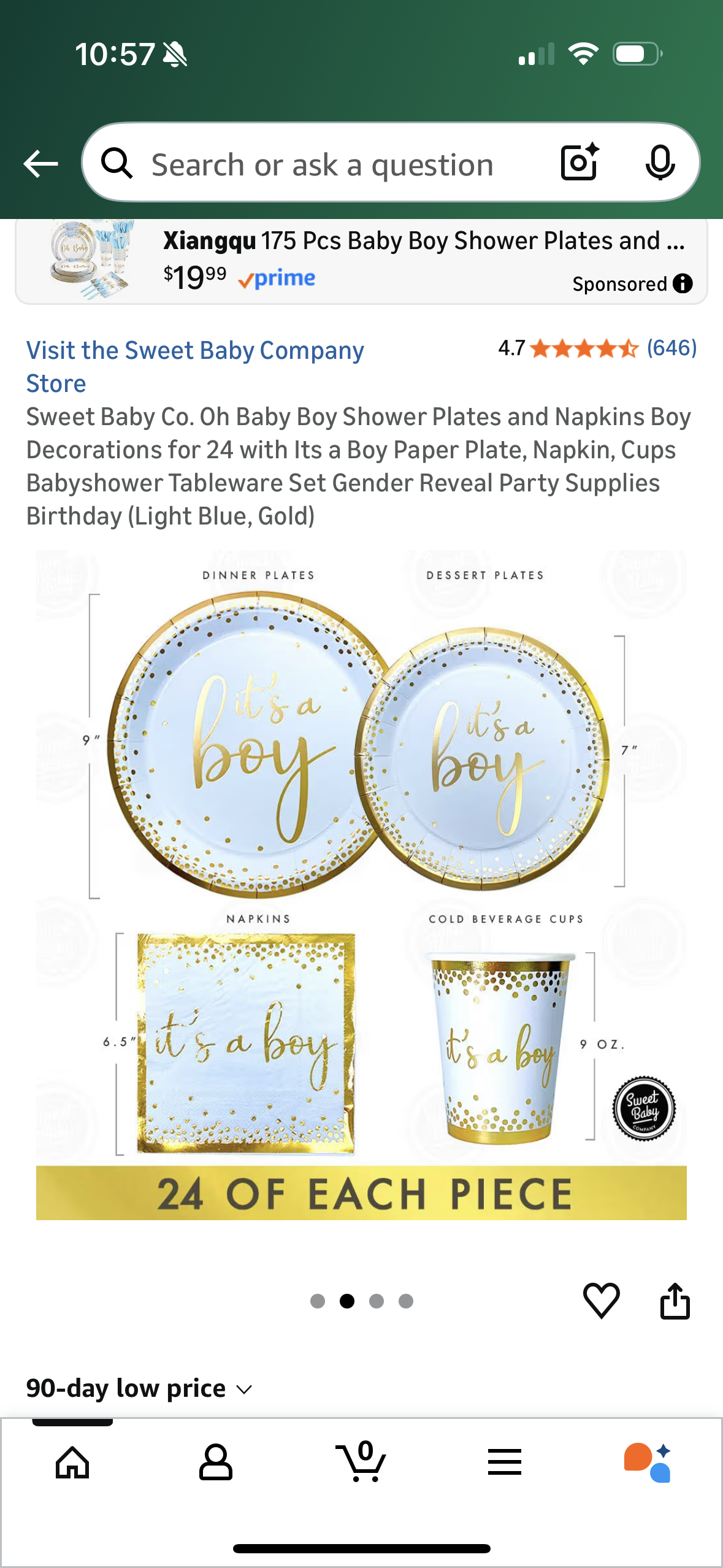 Sweet Baby Co. Oh Baby Boy Shower Plates and Napkins Boy Decorations for 24 with Its a Boy Paper Plate, Napkin, Cups Babyshower Tableware Set Gender Reveal Party Supplies Birthday (Light Blue, Gold)
