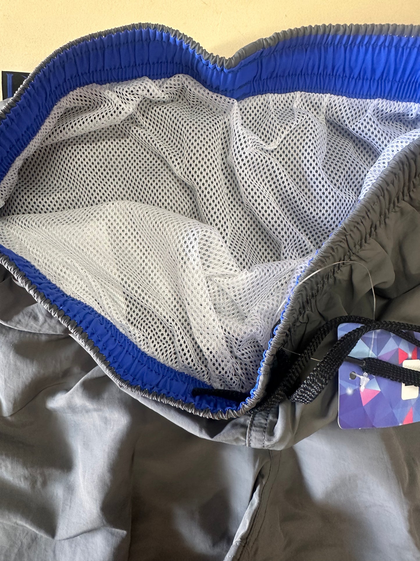 Mens Swim Trunks, Swimming Shorts, Quick Dry, 7 Inch with Mesh Lining, Grey (Size Large)