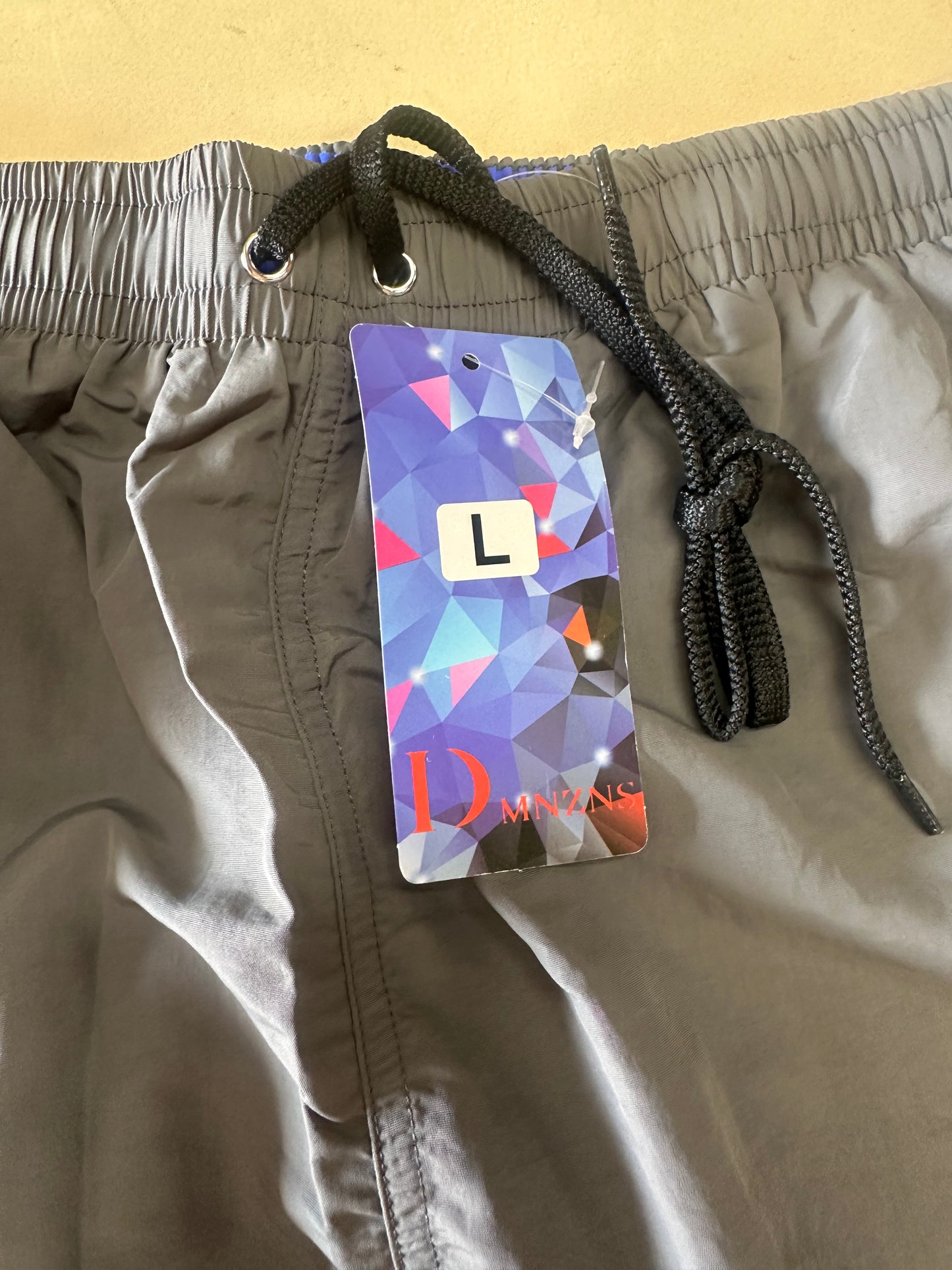 Mens Swim Trunks, Swimming Shorts, Quick Dry, 7 Inch with Mesh Lining, Grey (Size Large)