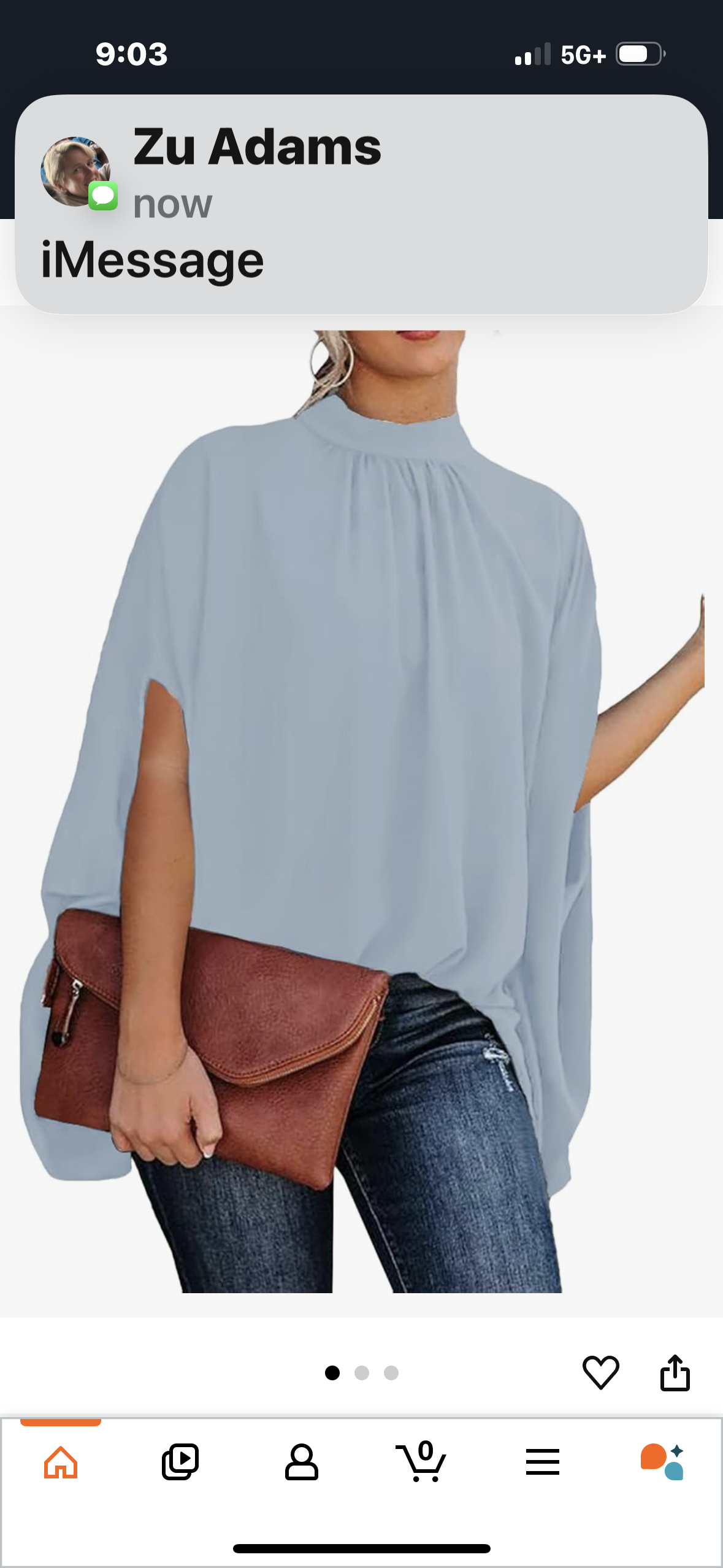Women's Oversize Smock Neck Knot Back Batwing Sleeve Cape Blouse Shirt Top Size White and XL