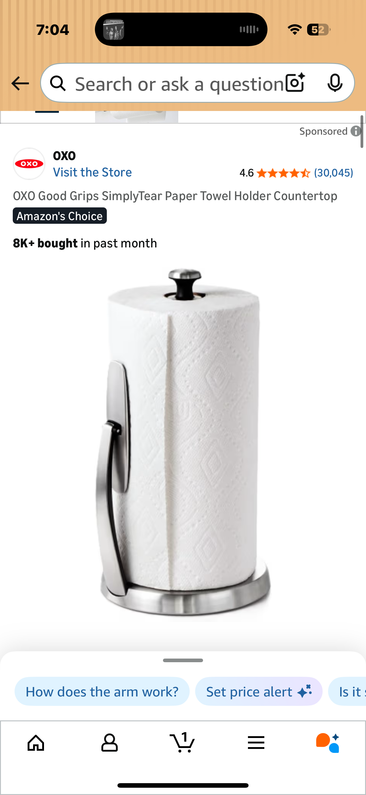 OXO Good Grips SimplyTear Paper Towel Holder Countertop