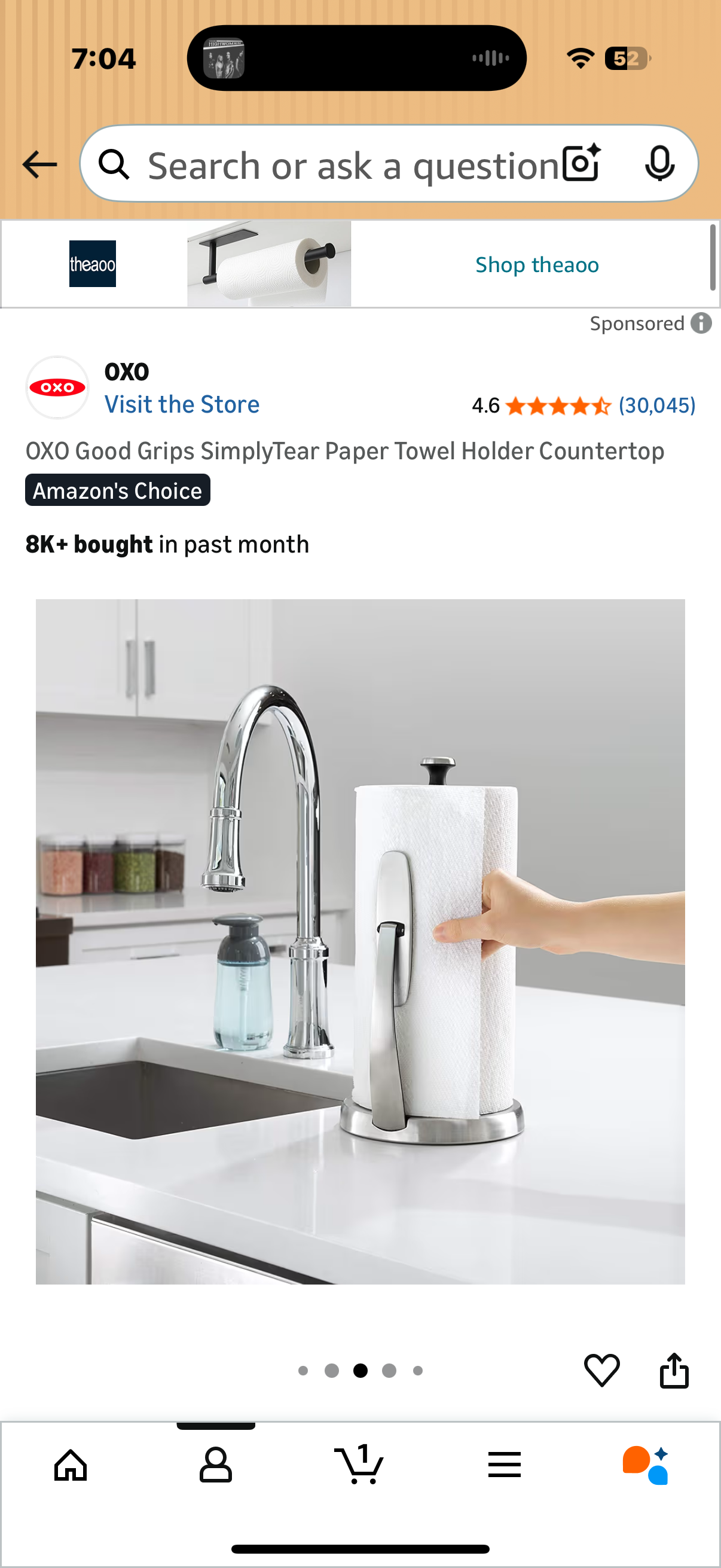 OXO Good Grips SimplyTear Paper Towel Holder Countertop