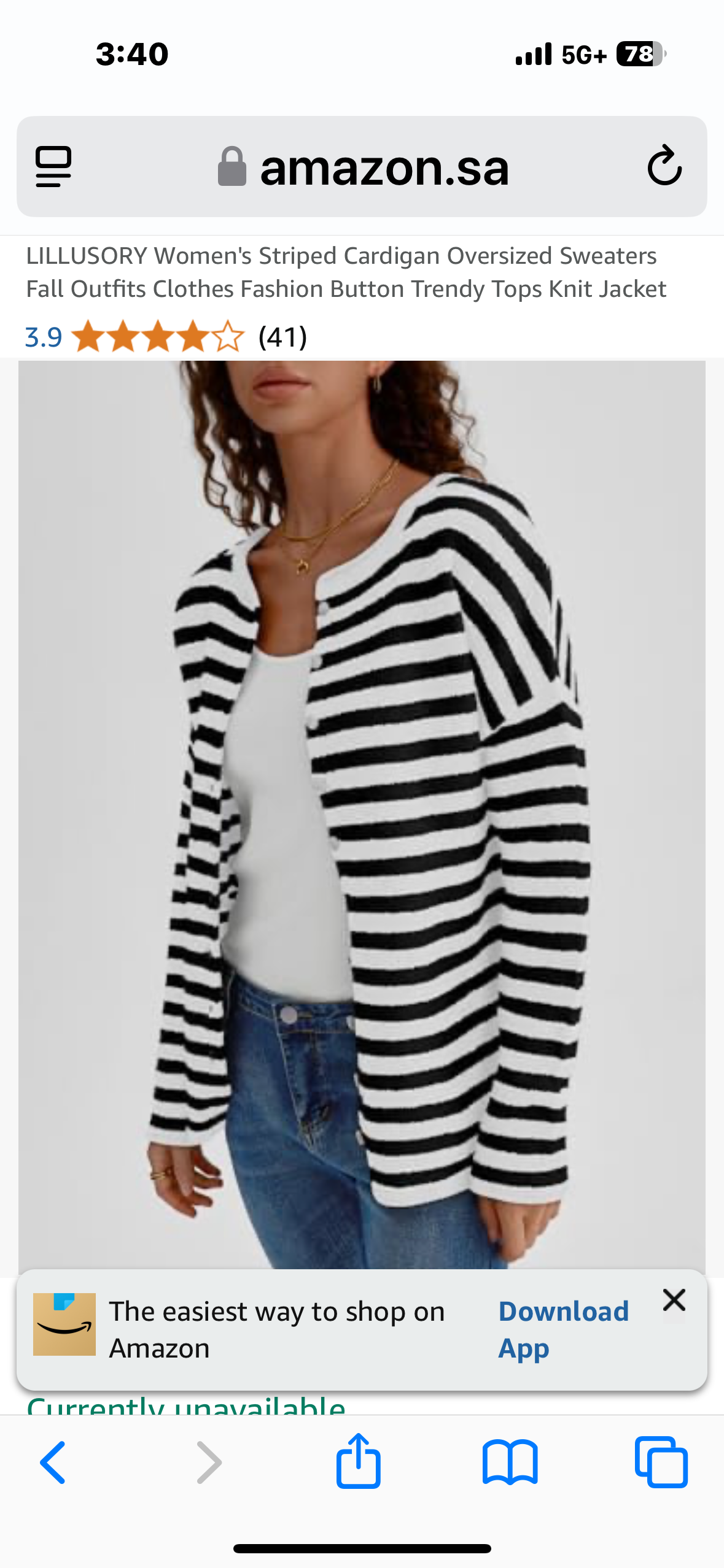 Women's Striped Cardigan Oversized Sweaters Fall Outfits Clothes Fashion Button Trendy Tops Knit Jacket WhiteBlack Medium