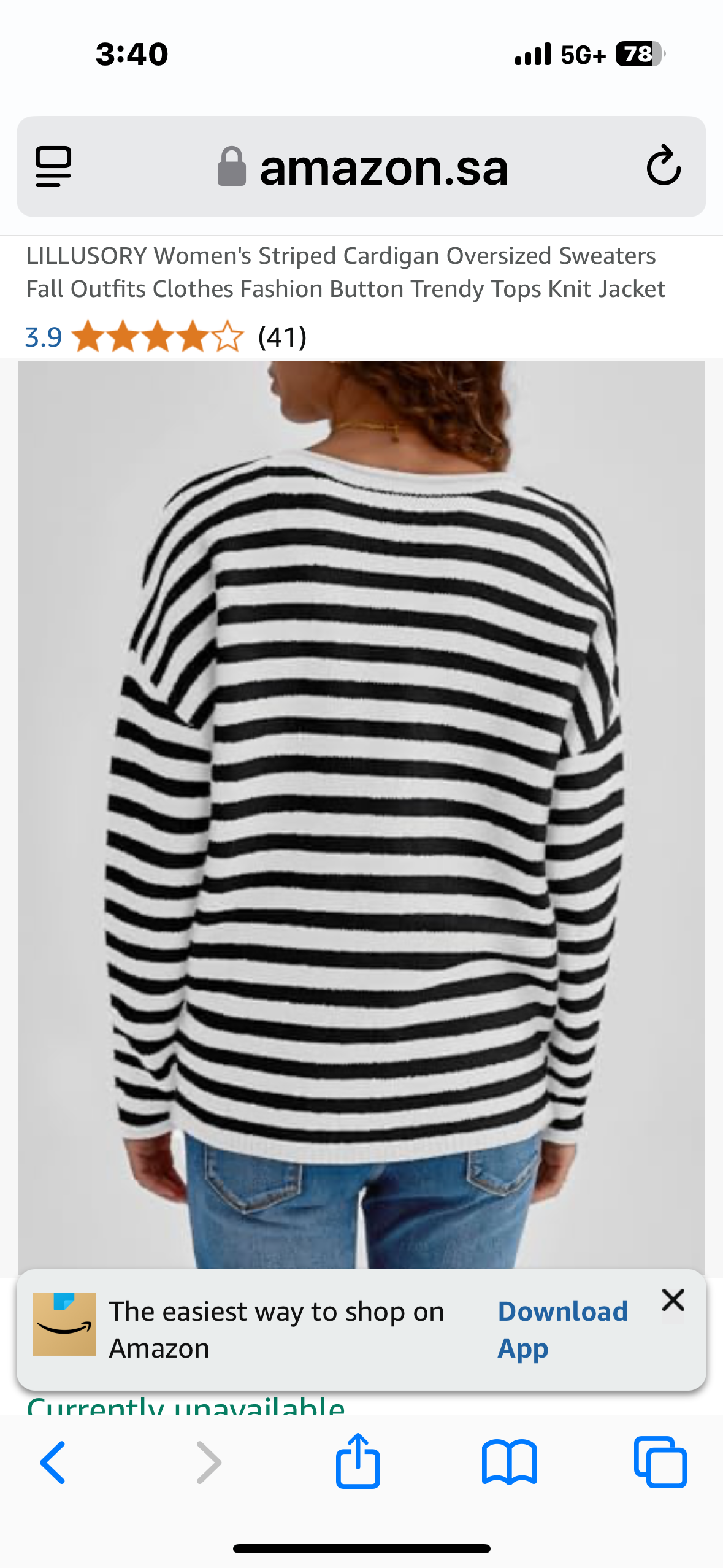 Women's Striped Cardigan Oversized Sweaters Fall Outfits Clothes Fashion Button Trendy Tops Knit Jacket WhiteBlack Medium
