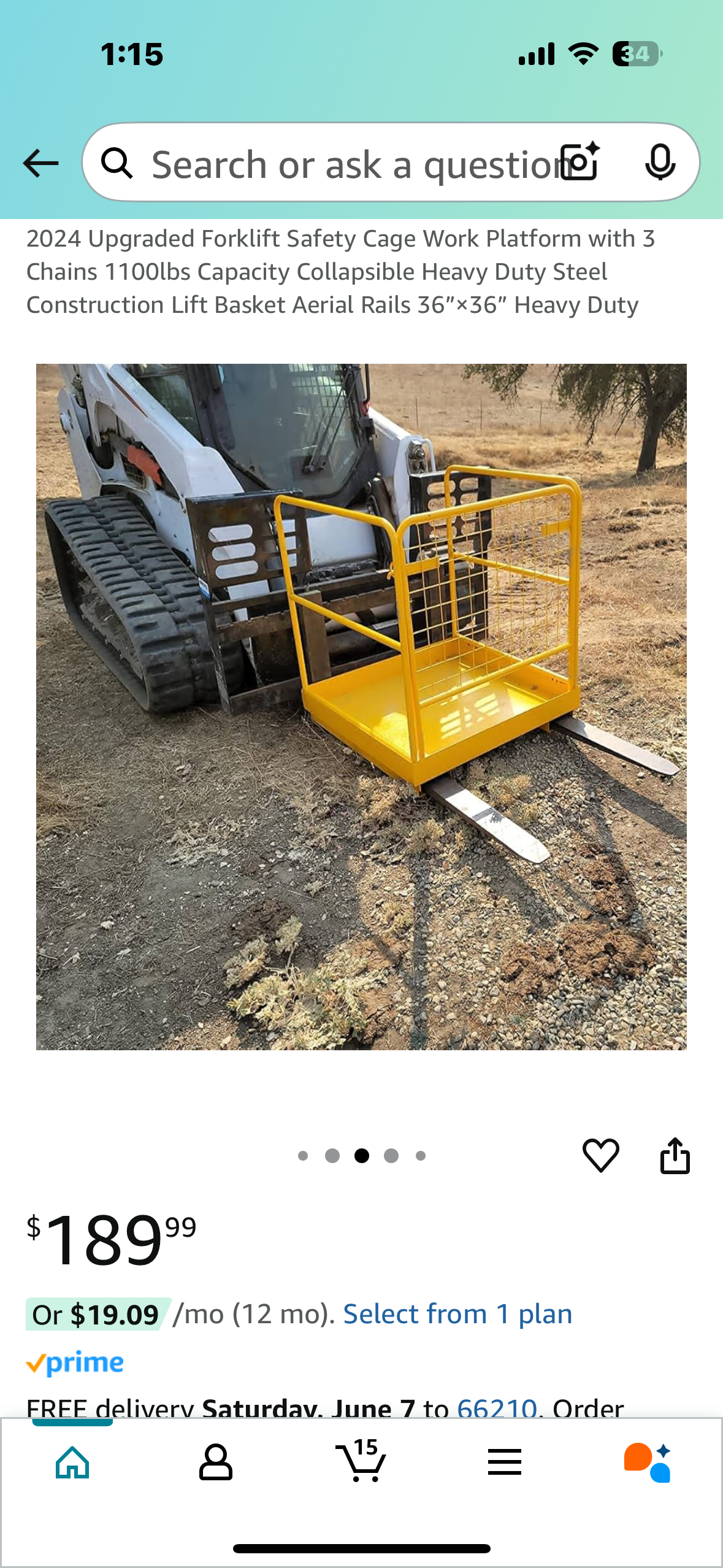 New - Forklift Safety Cage Work Platform, 1100lbs Capacity, 36”x36” (G742)