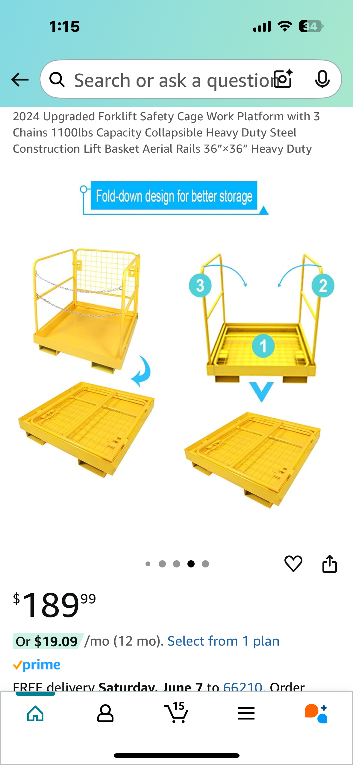 New - Forklift Safety Cage Work Platform, 1100lbs Capacity, 36”x36” (G742)