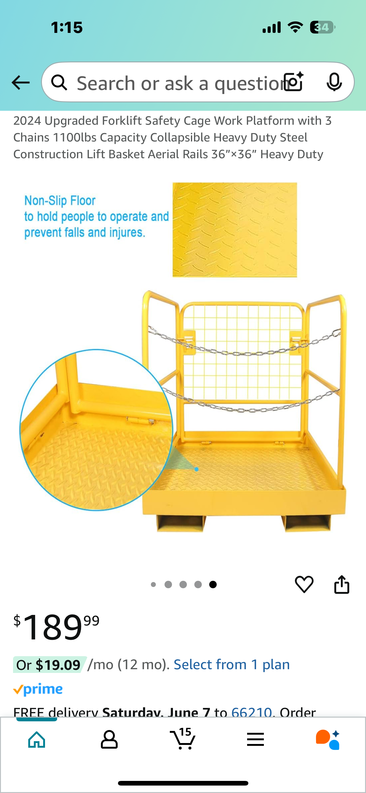 New - Forklift Safety Cage Work Platform, 1100lbs Capacity, 36”x36” (G742)