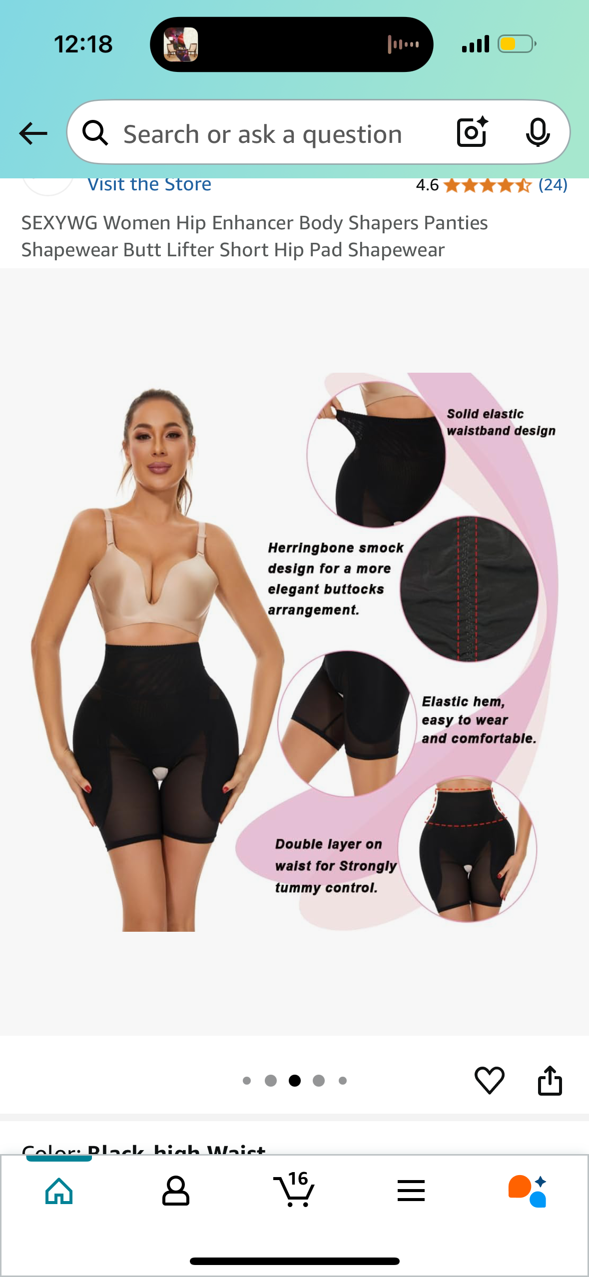 SEXYWG Women Hip Enhancer Body Shapers Panties Shapewear Butt Lifter Short Hip Pad Shapewear Size Small