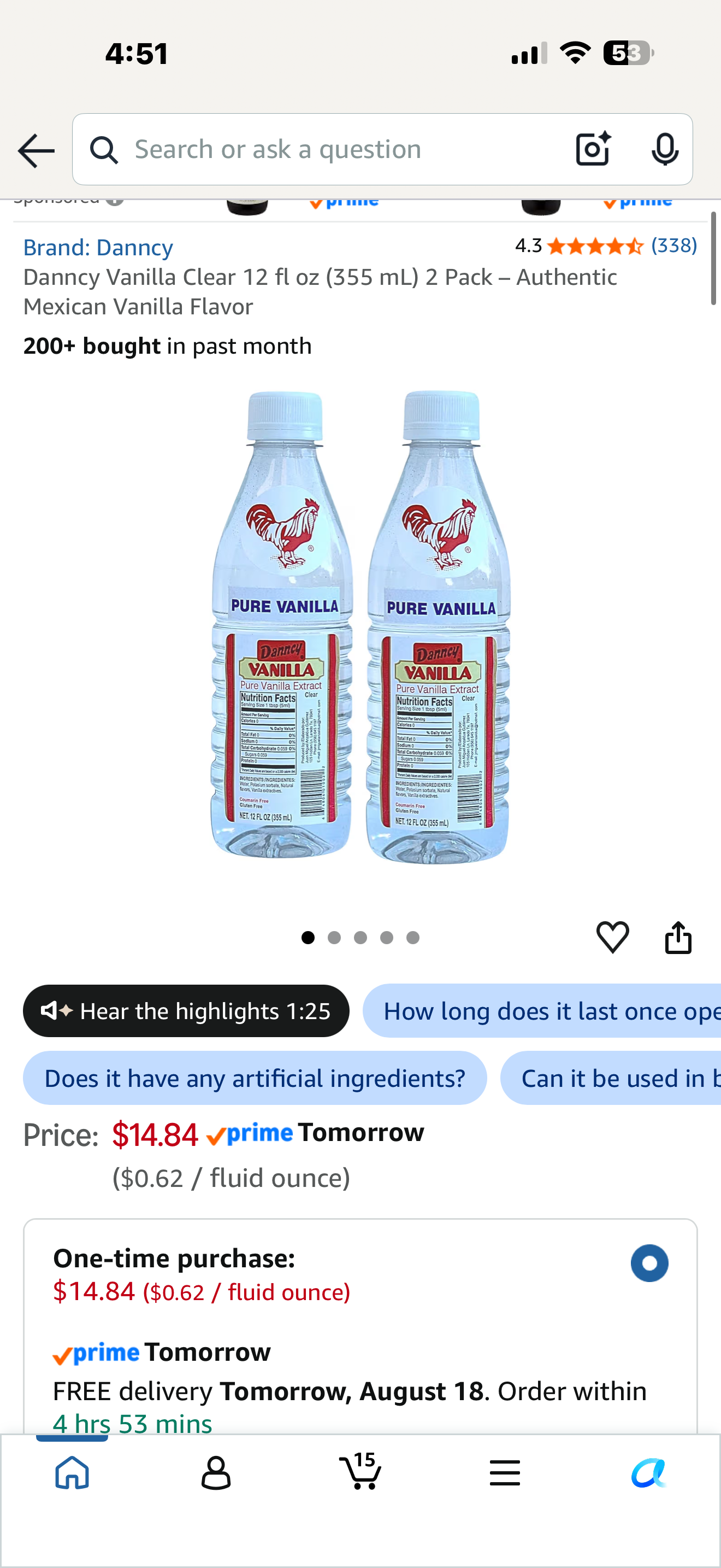 Danncy Vanilla Clear 12 fl oz (355 mL) 2 Pack – Authentic Mexican Vanilla Flavor