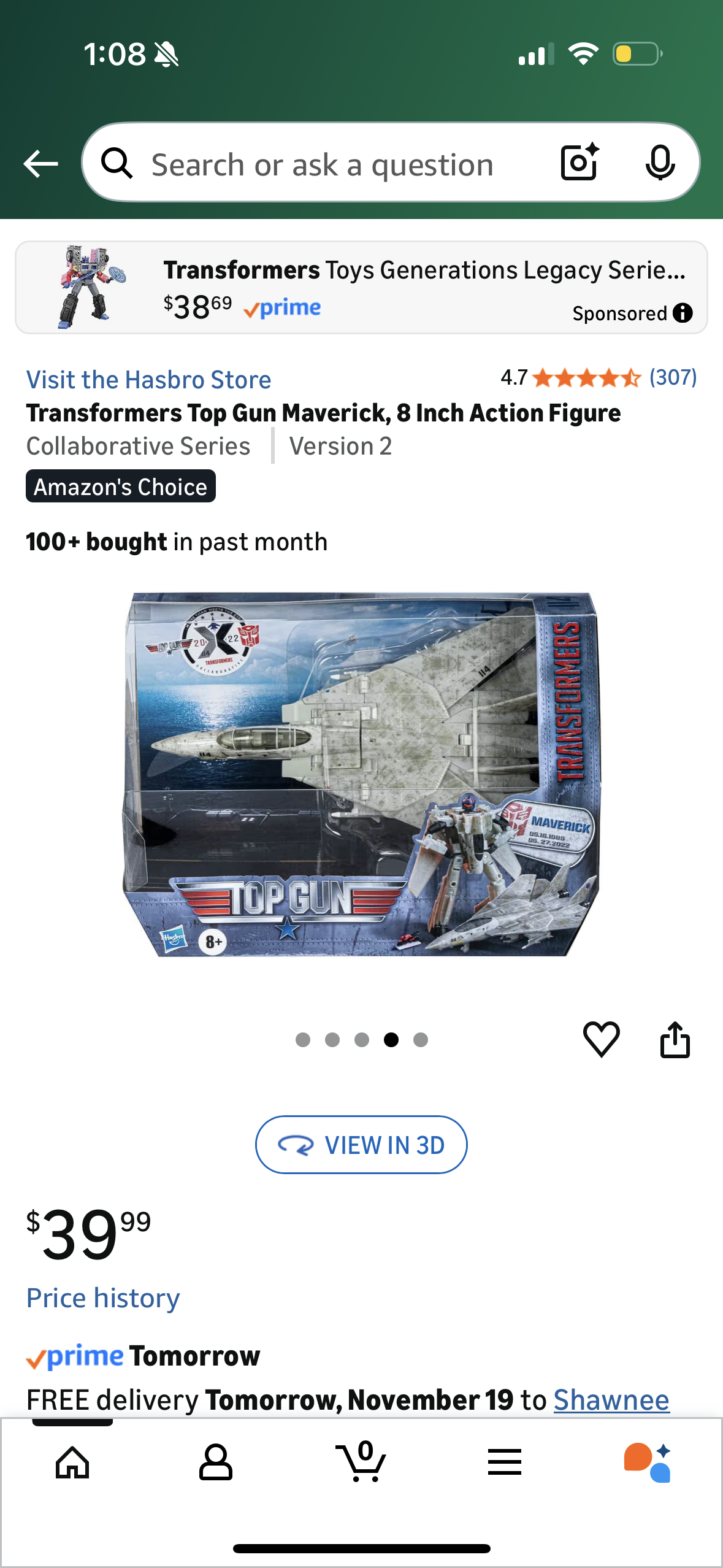 Transformers Top Gun Maverick, 8 Inch Action Figure