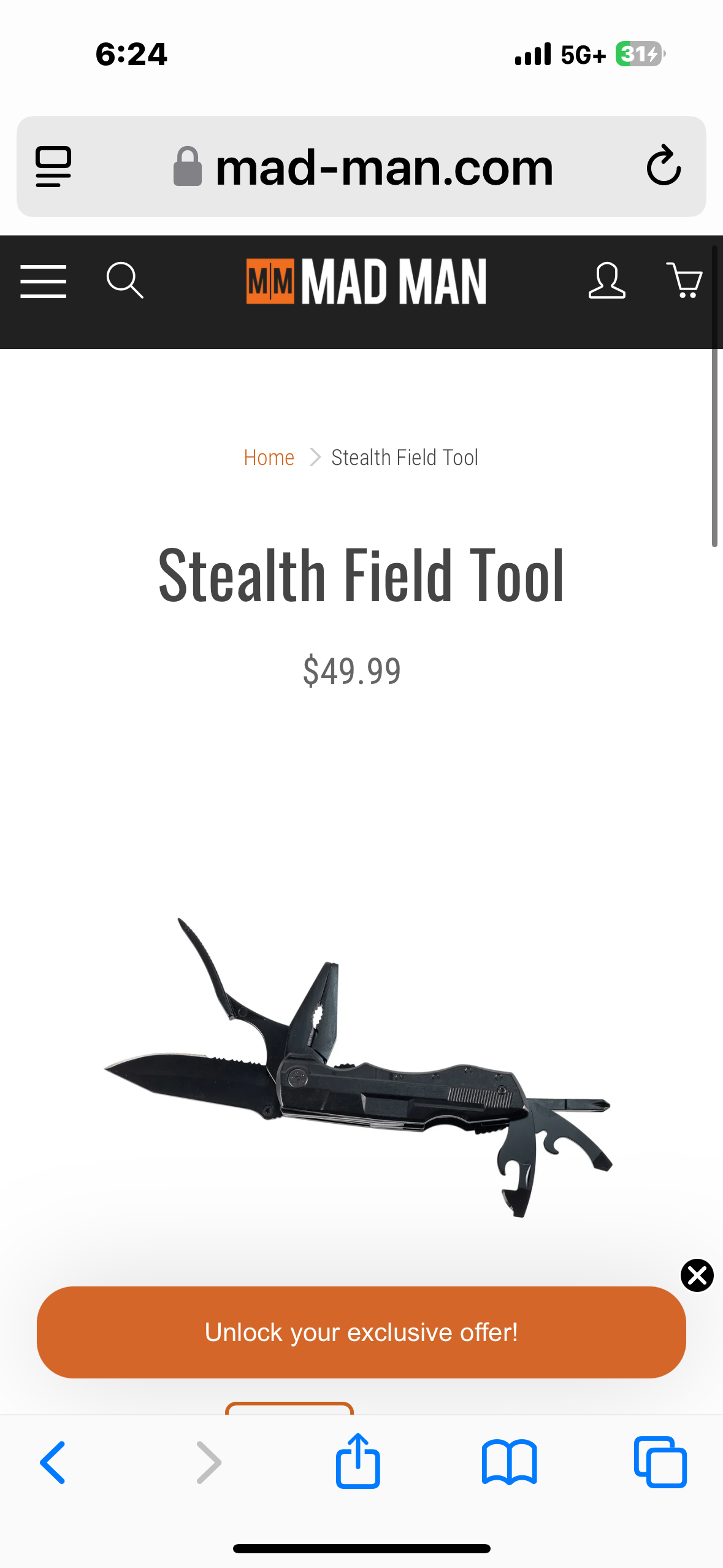 Mad Man Stealth Field Multi-Tool, Men's Accessories Tool Kit