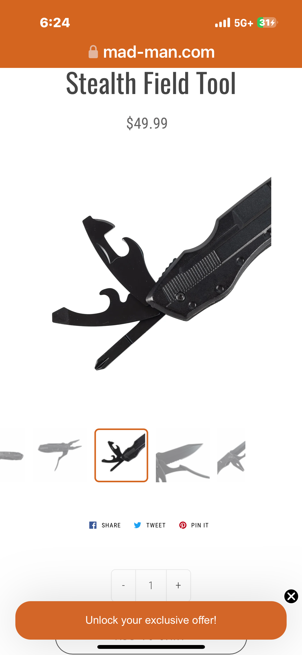 Mad Man Stealth Field Multi-Tool, Men's Accessories Tool Kit