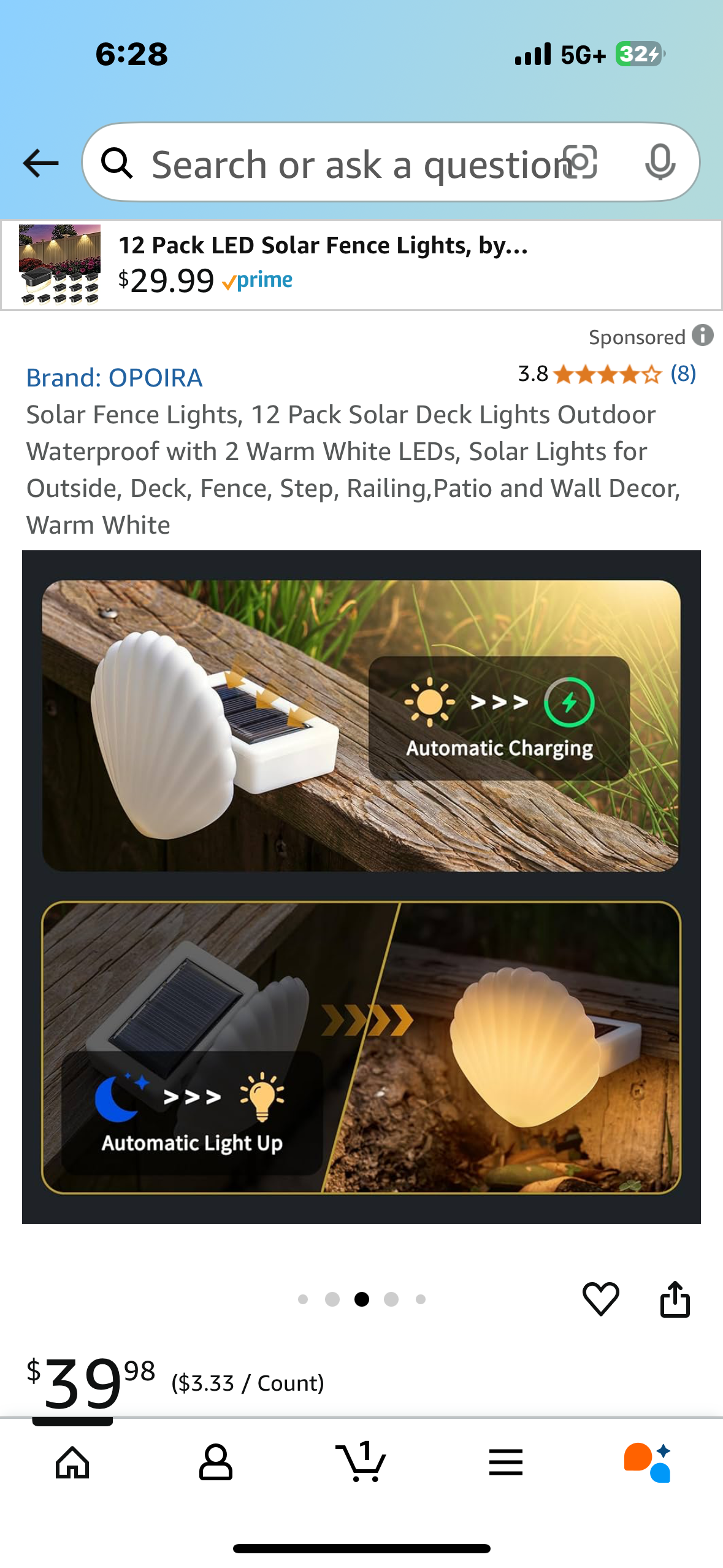 Solar Lights, 12 Pack Solar Deck Lights Outdoor Waterproof with 2 Warm White LEDs, Solar Lights for Outside, Deck, Fence, Step, Railing,Patio and Wall Decor, Warm White