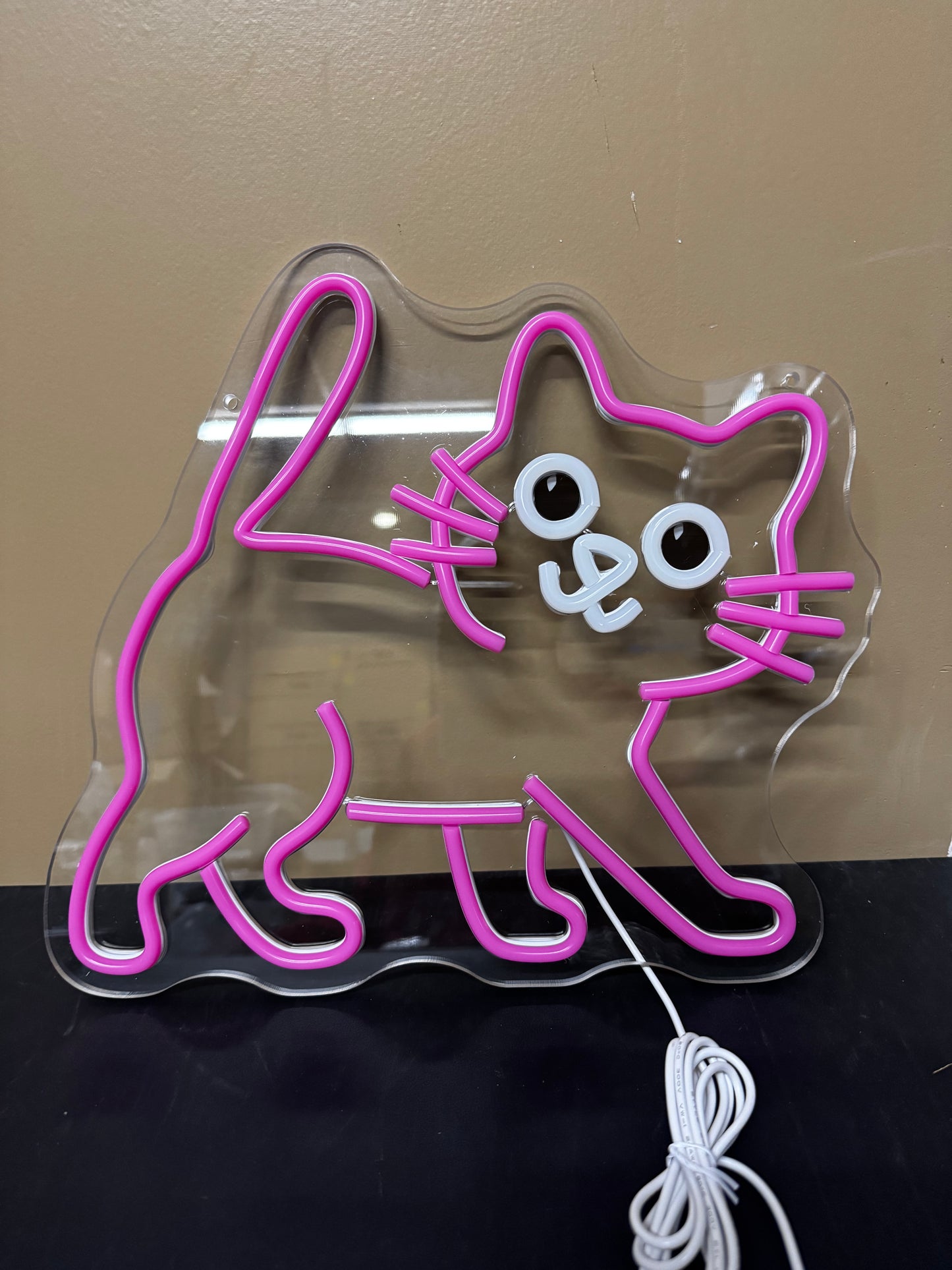 Cat Neon Sign Funny Cat Led Neon Light for Wall Decor Cautiously Cat Sign for Bedroom Zoo Cafe Cat House Restaurant Home Man Cave Home Bar Gift for Girls Kids(13.8in*12.2in)