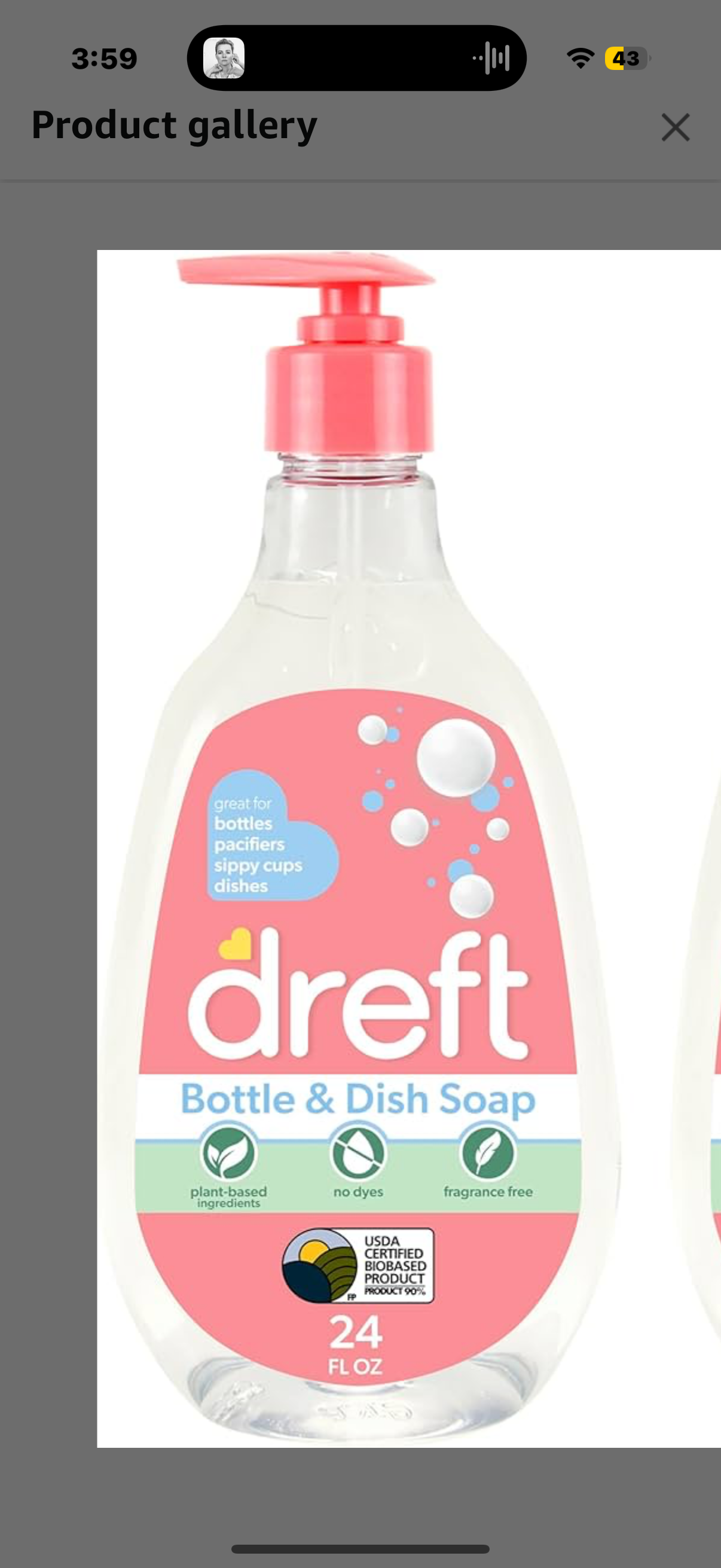 Dreft Baby, Bottle and Dish Soap, Removes Milk Film & Odor, Plant Based, Fragrance Free